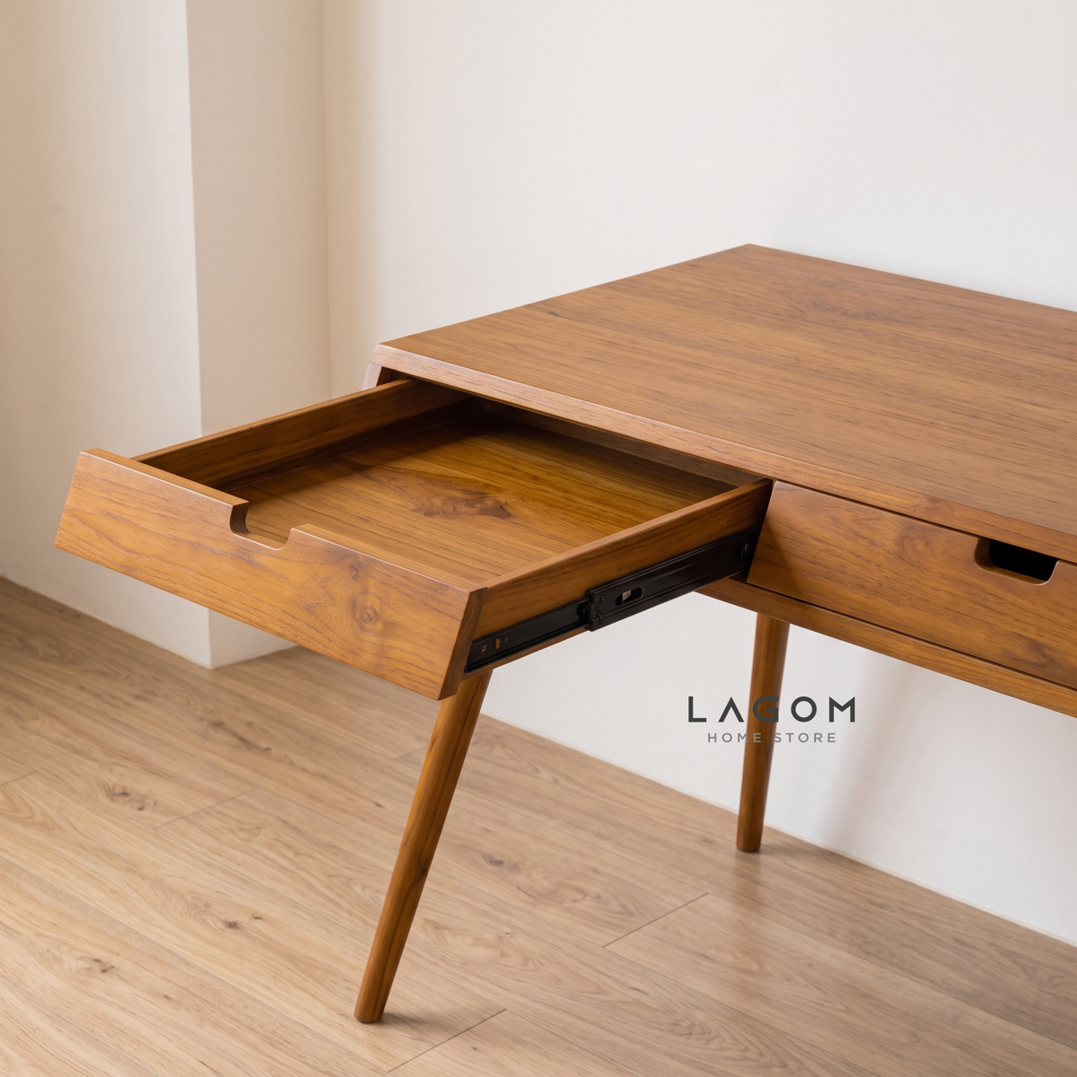Minimalist Desk with Seating Options | Solid Teak Wood