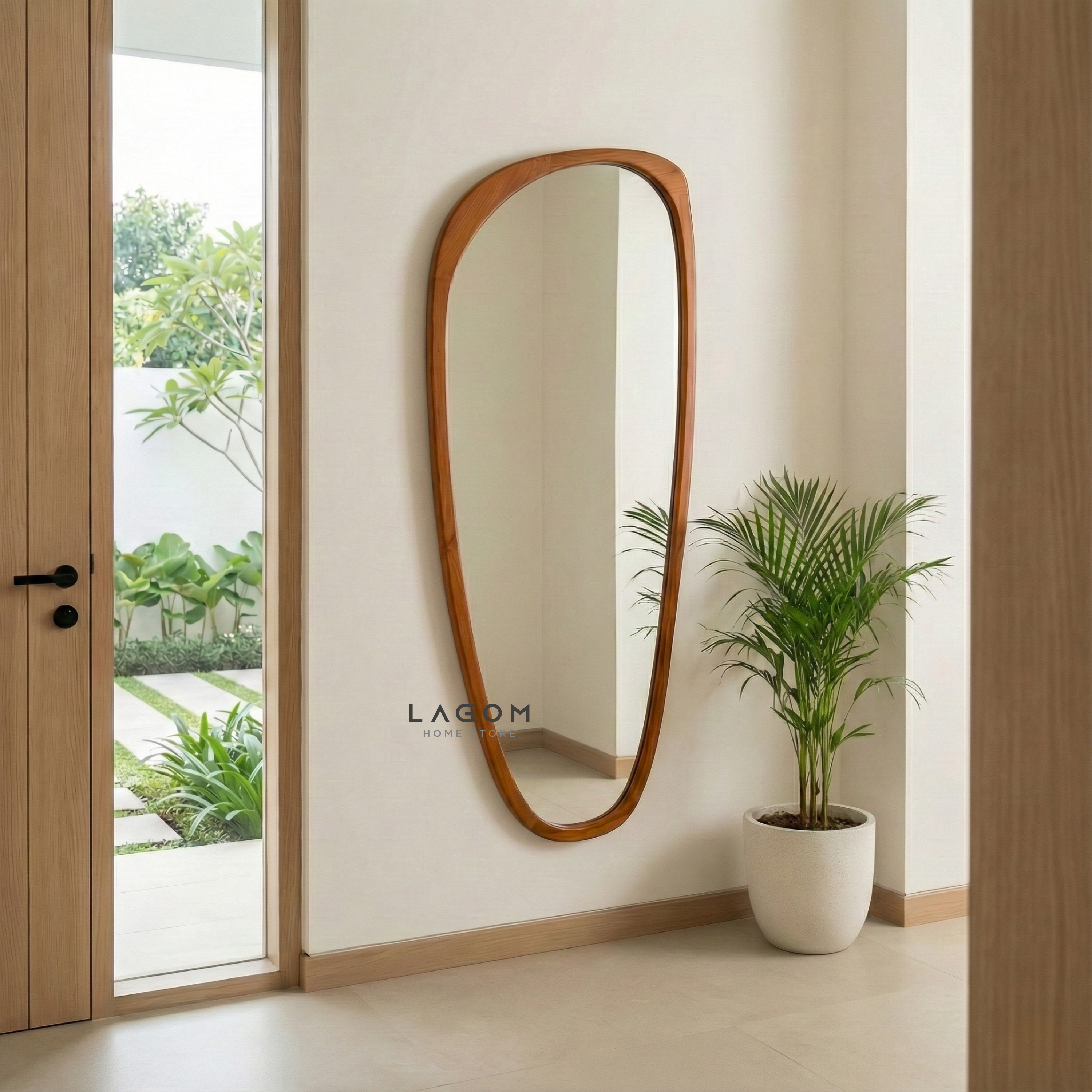 167 cm Full-Body Teak Wall Mirror Mirror Lagom Home Store Jati Furnitur Teak Furniture Jakarta