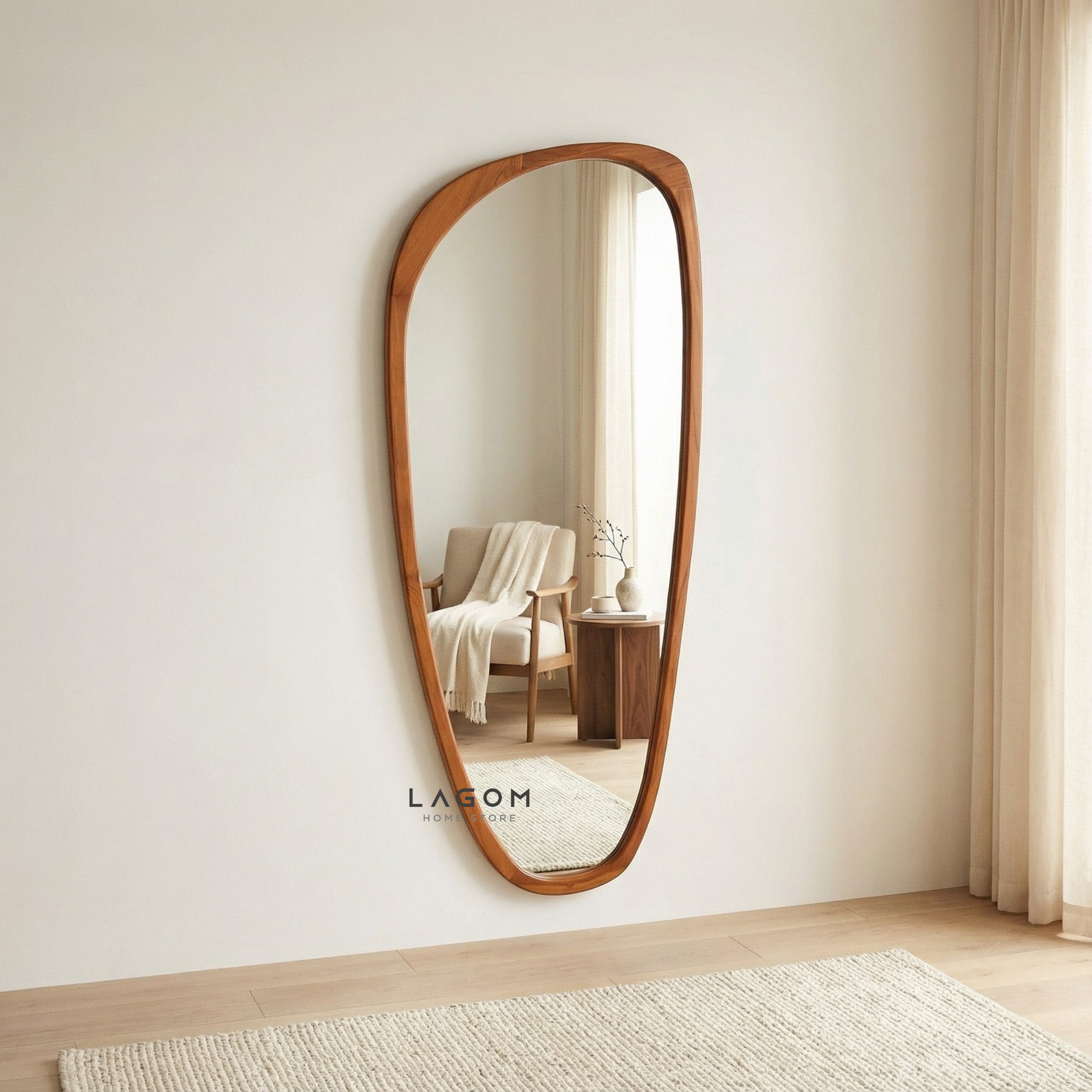 167 cm Full-Body Teak Wall Mirror Mirror Lagom Home Store Jati Furnitur Teak Furniture Jakarta