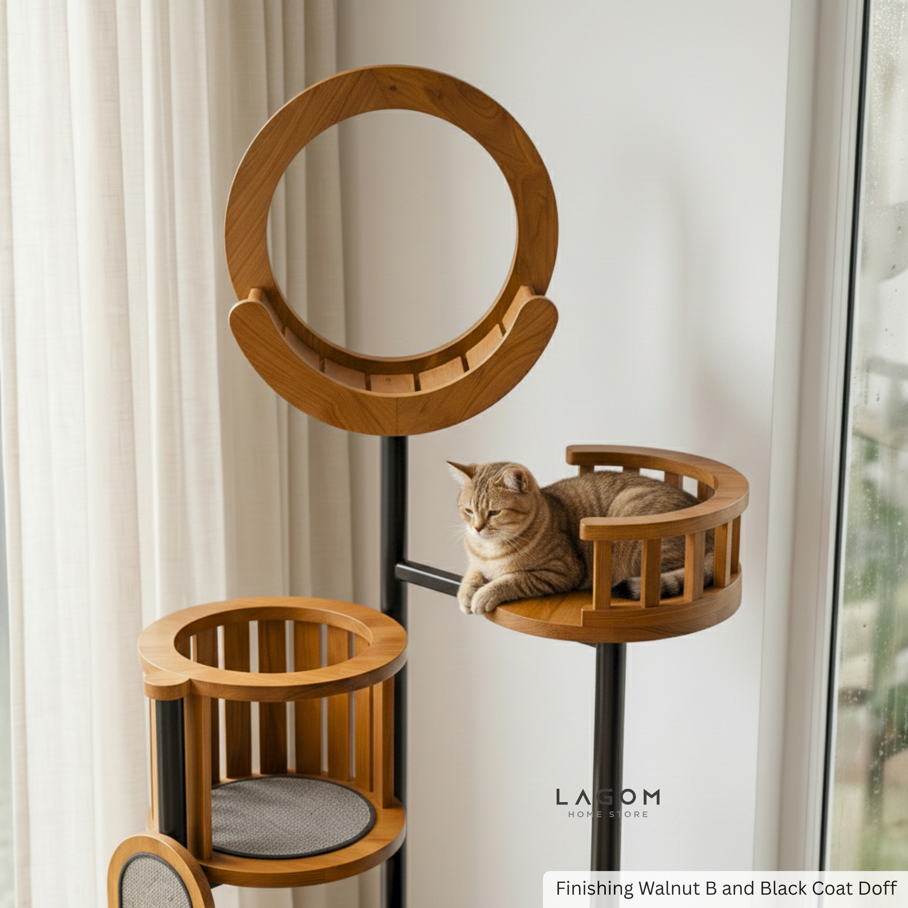 Luxury Cat Tree in Solid Teak Wood