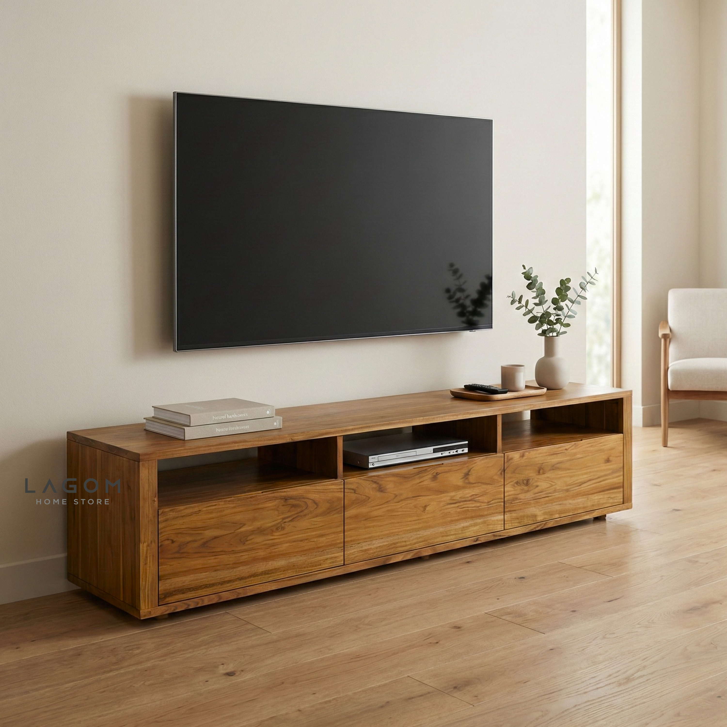 180 cm Solid Teak Wood TV Stand TV Cabinet Lagom Home Store Jati Furnitur Teak Furniture Jakarta