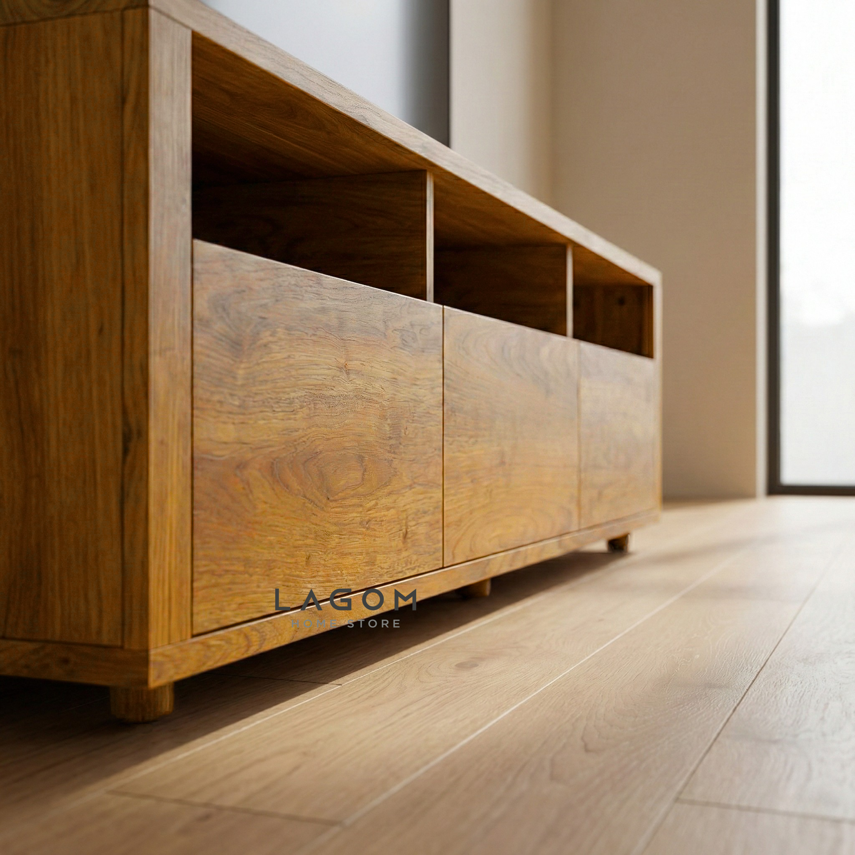 180 cm Solid Teak Wood TV Stand TV Cabinet Lagom Home Store Jati Furnitur Teak Furniture Jakarta