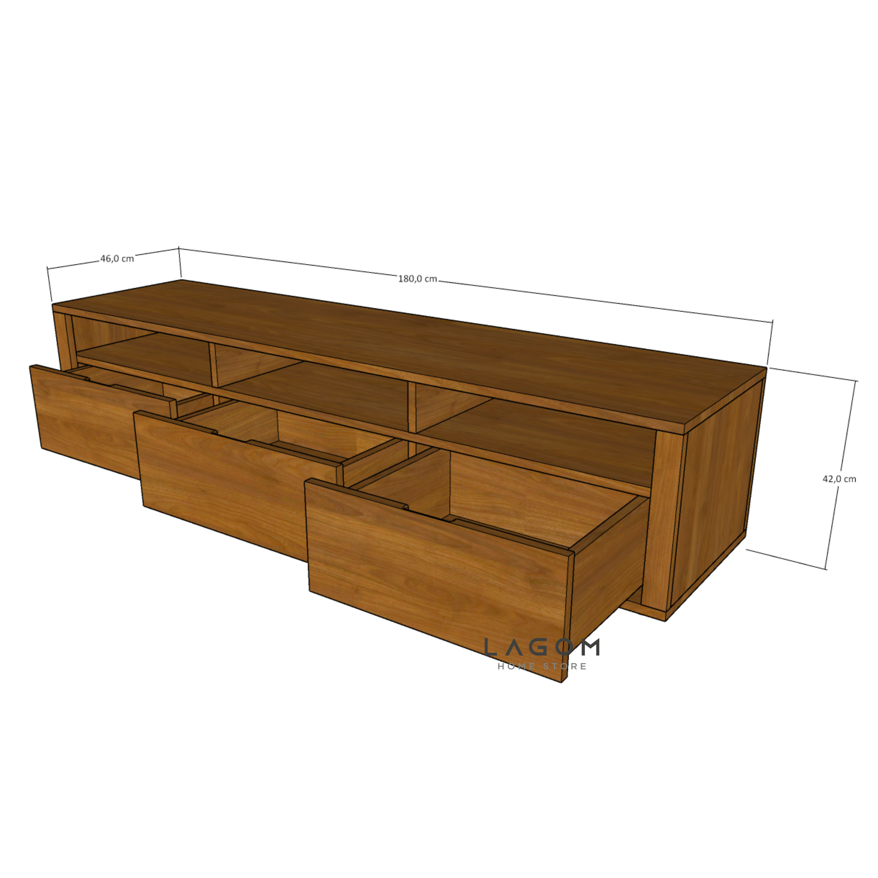 180 cm Solid Teak Wood TV Stand TV Cabinet Lagom Home Store Jati Furnitur Teak Furniture Jakarta