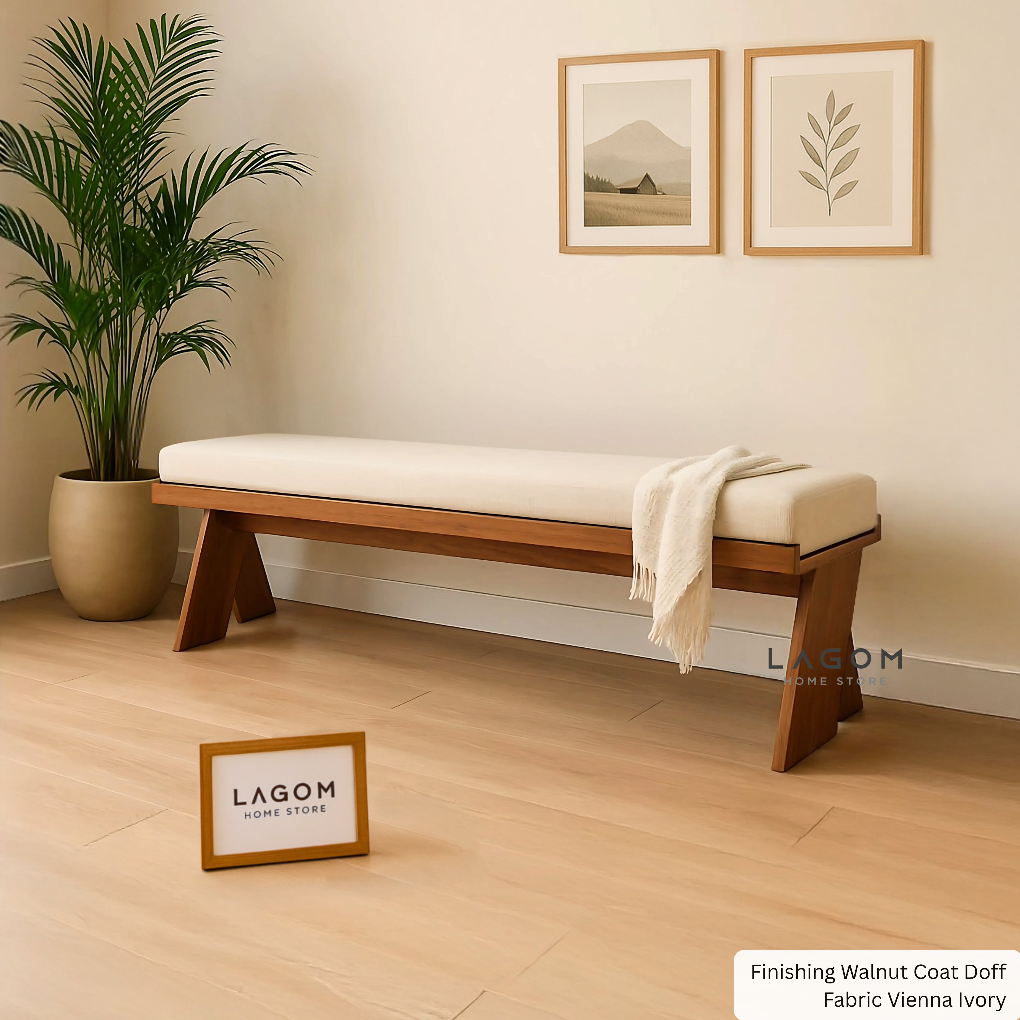 180 cm Teak Wood Bench with Removable Cushion