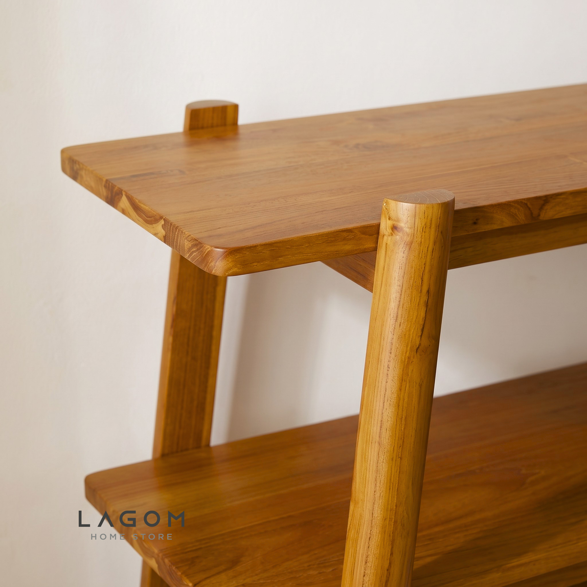 Three-Tiered Teak Console Table