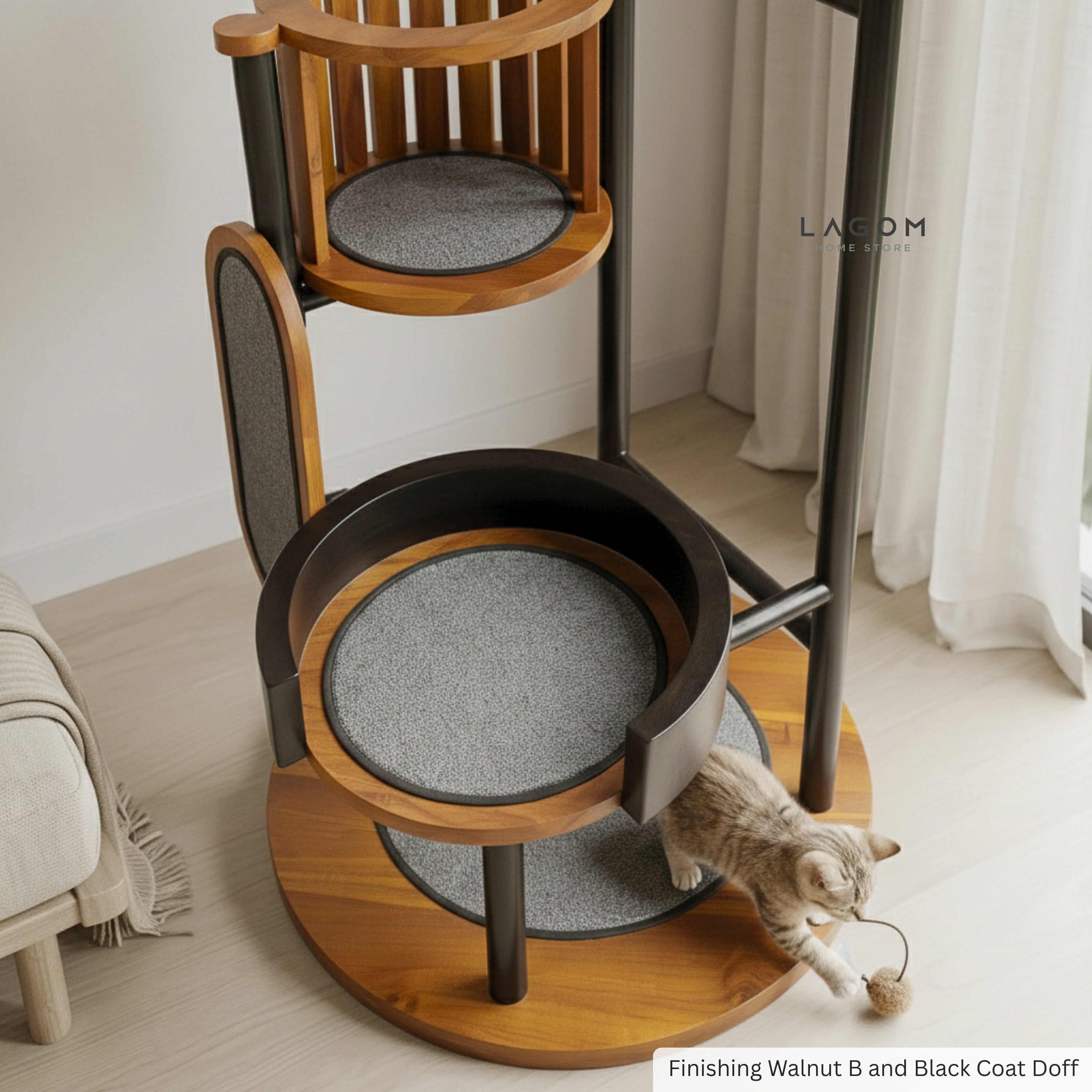 Luxury Cat Tree in Solid Teak Wood