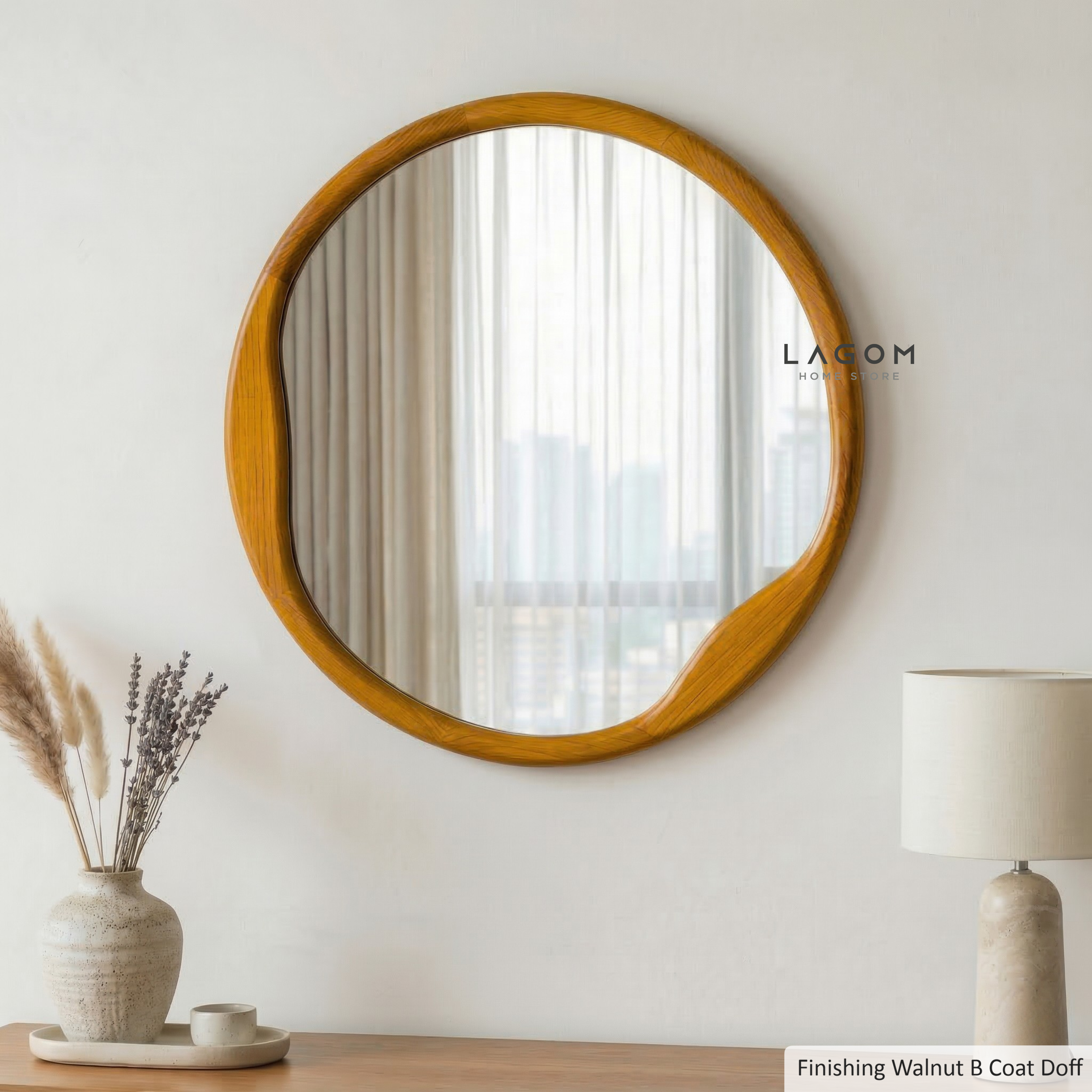 60 cm Round Teak Wall Mirror
