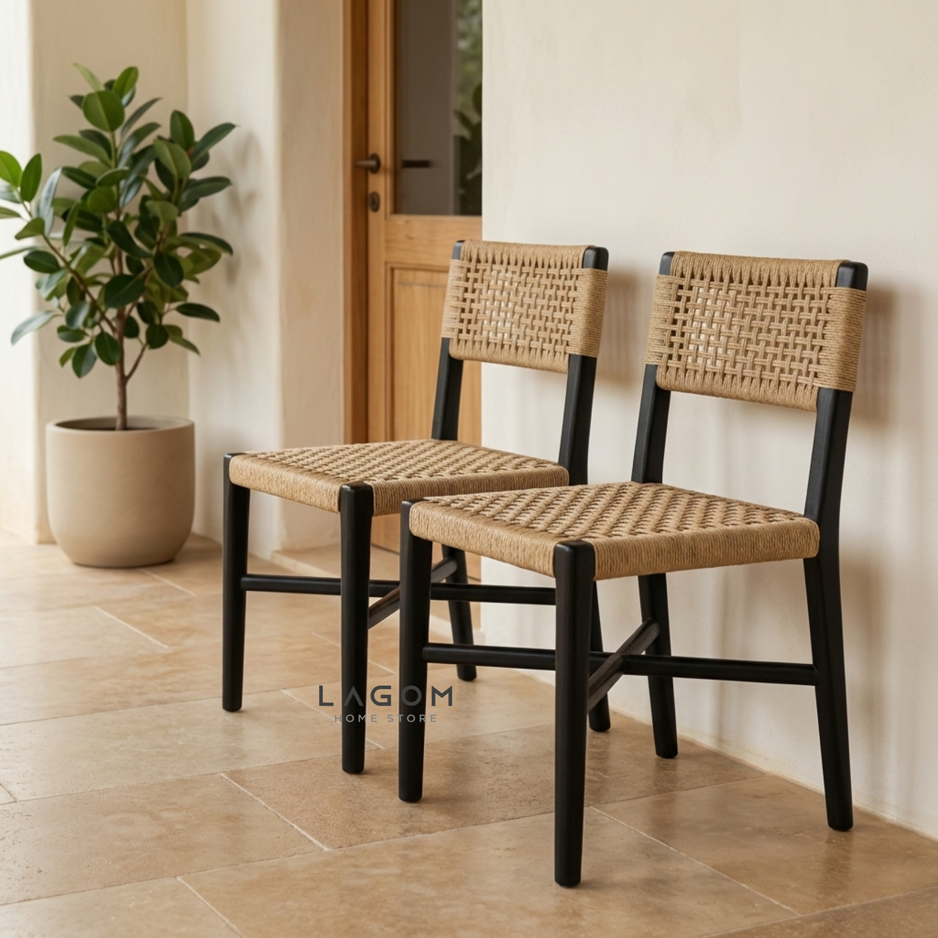 Solid Teak Chair with Handwoven Paper Loom
