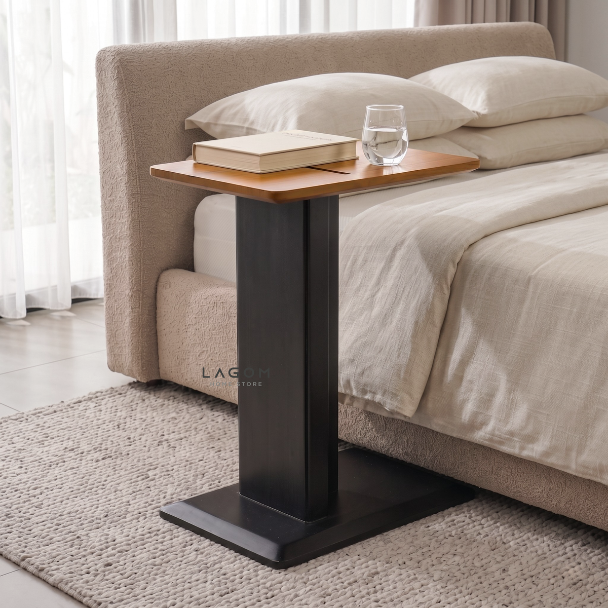 Teak Side Table with Device Slot