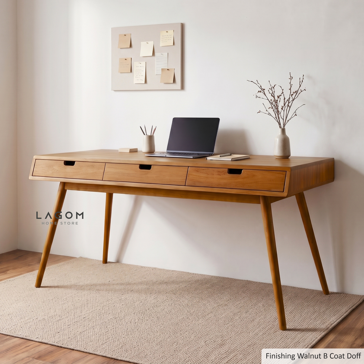 Minimalist Desk with Seating Options | Solid Teak Wood