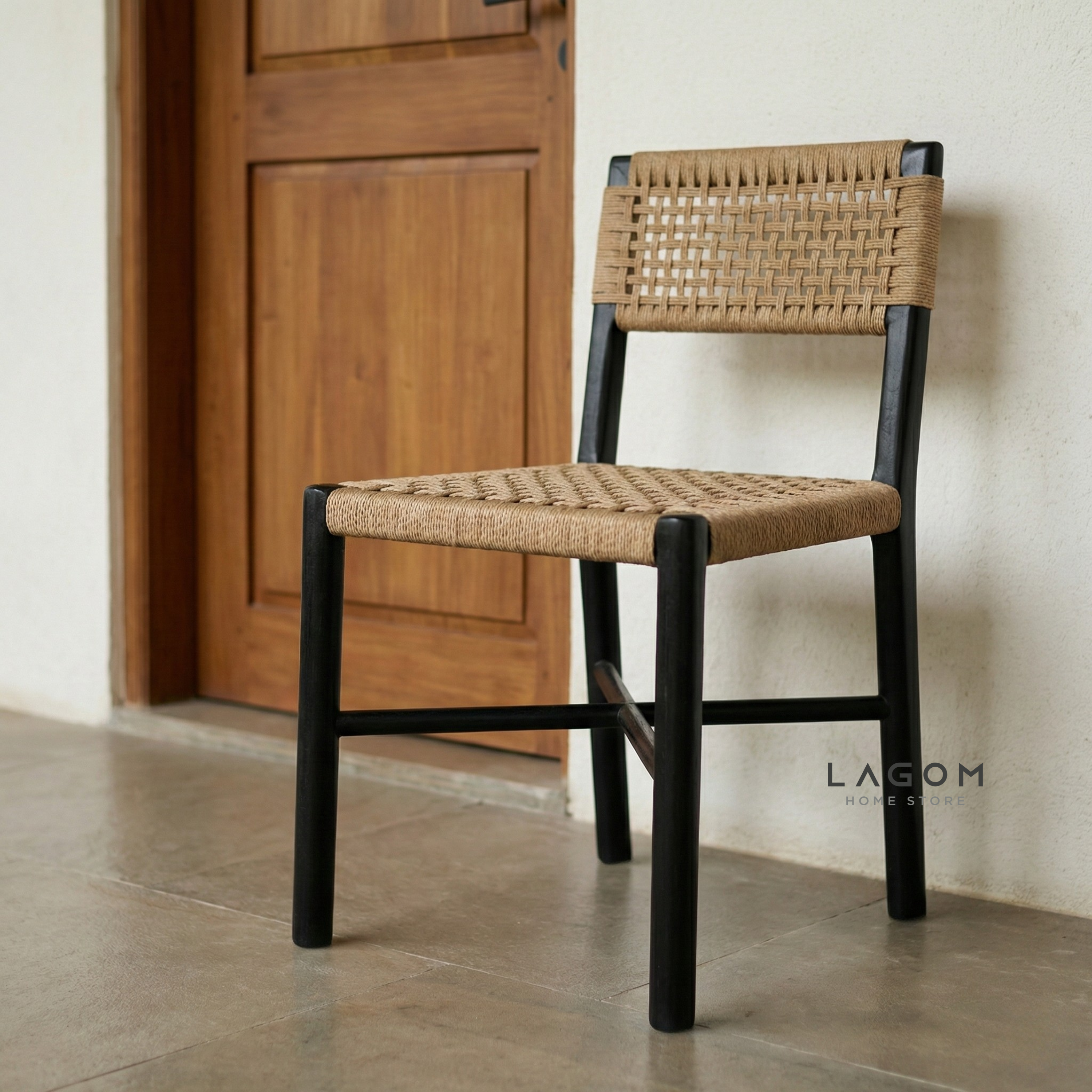Solid Teak Chair with Handwoven Paper Loom