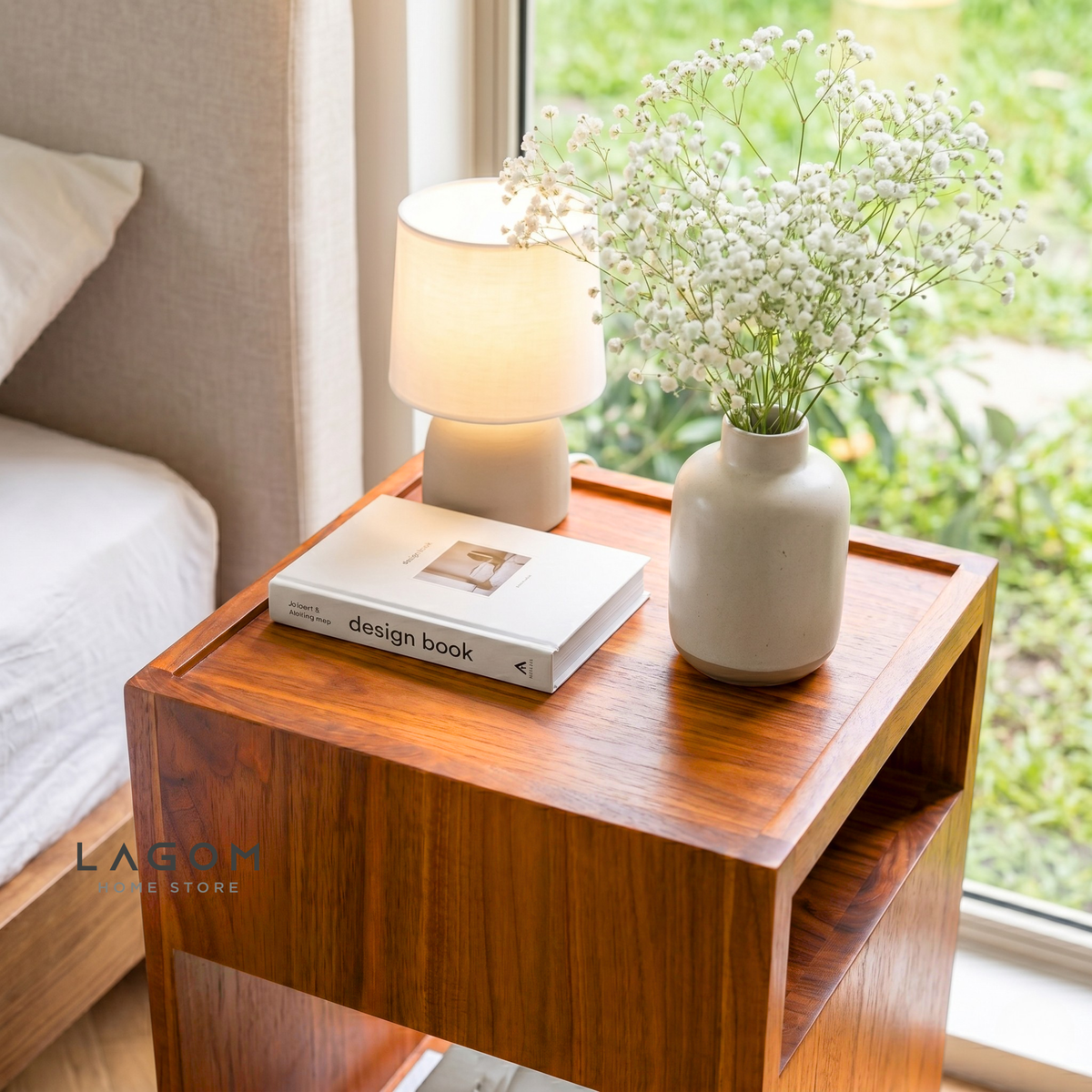 360° Rotating Teak Side Table Side Table Lagom Home Store Jati Furnitur Teak Furniture Jakarta