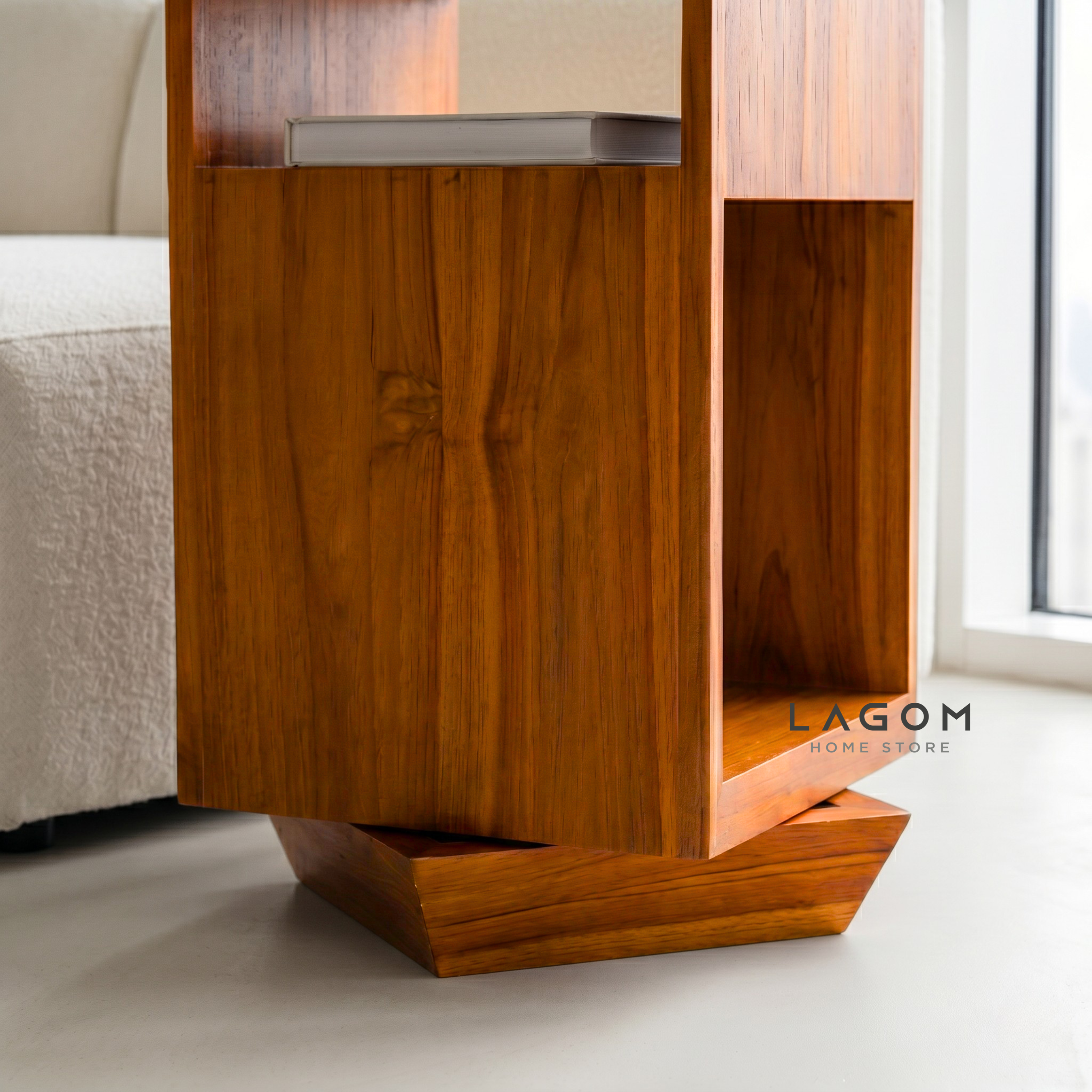 360° Rotating Teak Side Table Side Table Lagom Home Store Jati Furnitur Teak Furniture Jakarta