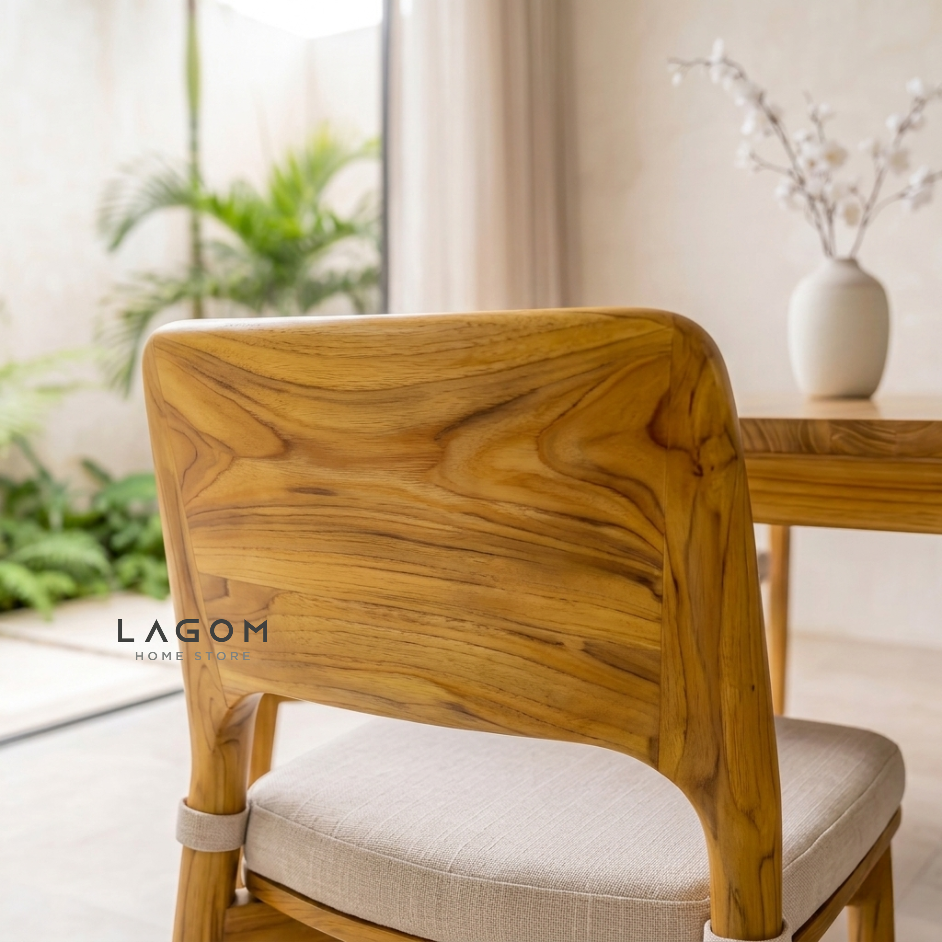 5-Seater Teak Dining Set with Chair and Bench Seating Dining Set Lagom Home Store Jati Furnitur Teak Furniture Jakarta