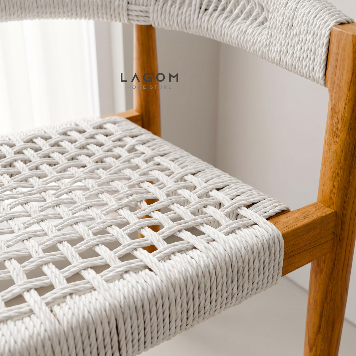 Accent Chair in Teak & Woven Synthetic Cord