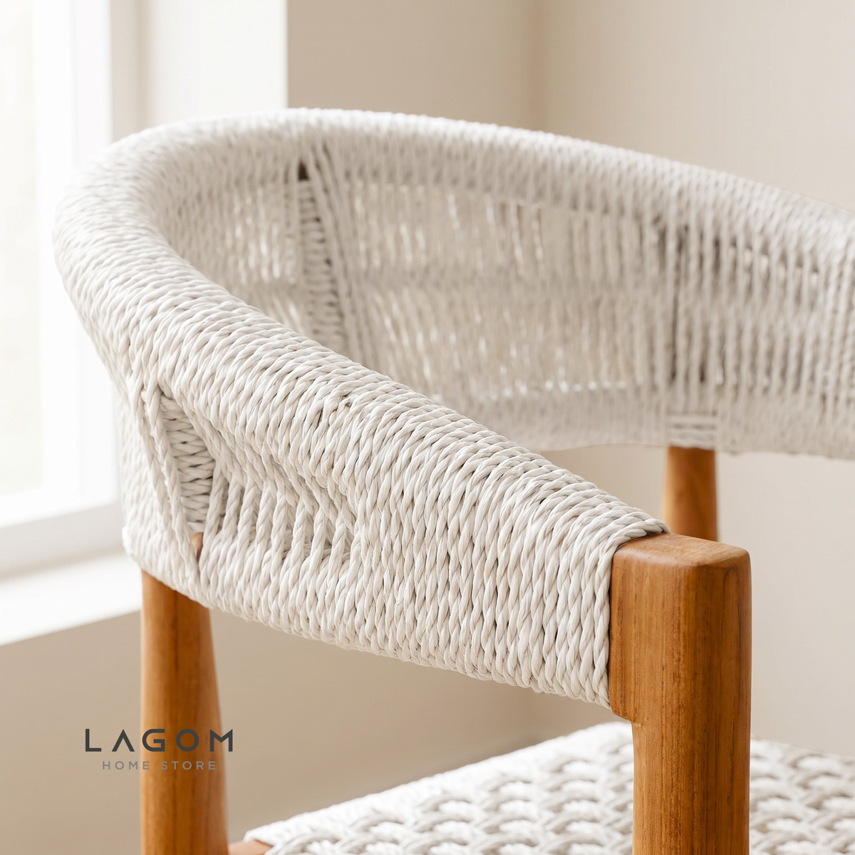 Accent Chair in Teak & Woven Synthetic Cord