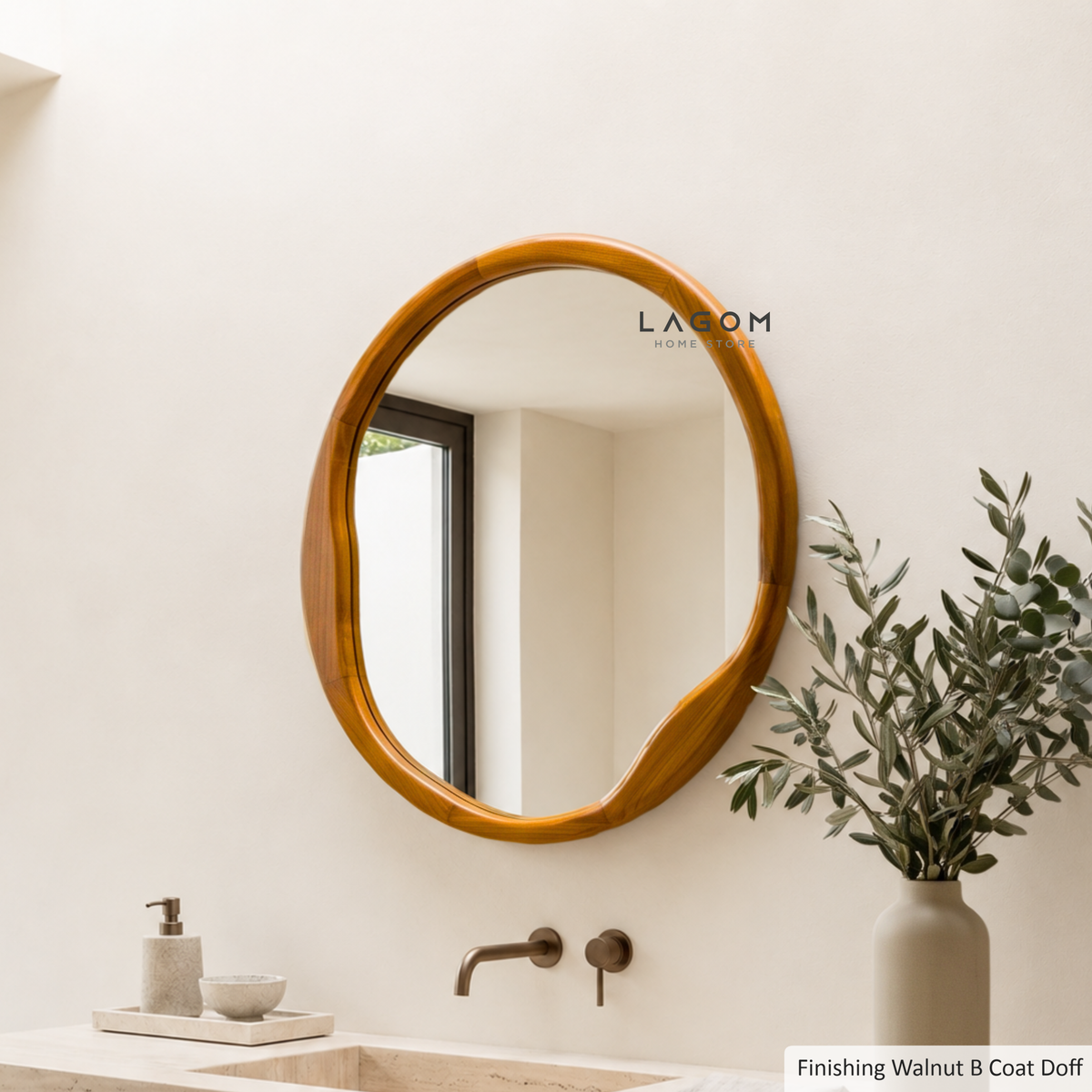 60 cm Round Teak Wall Mirror
