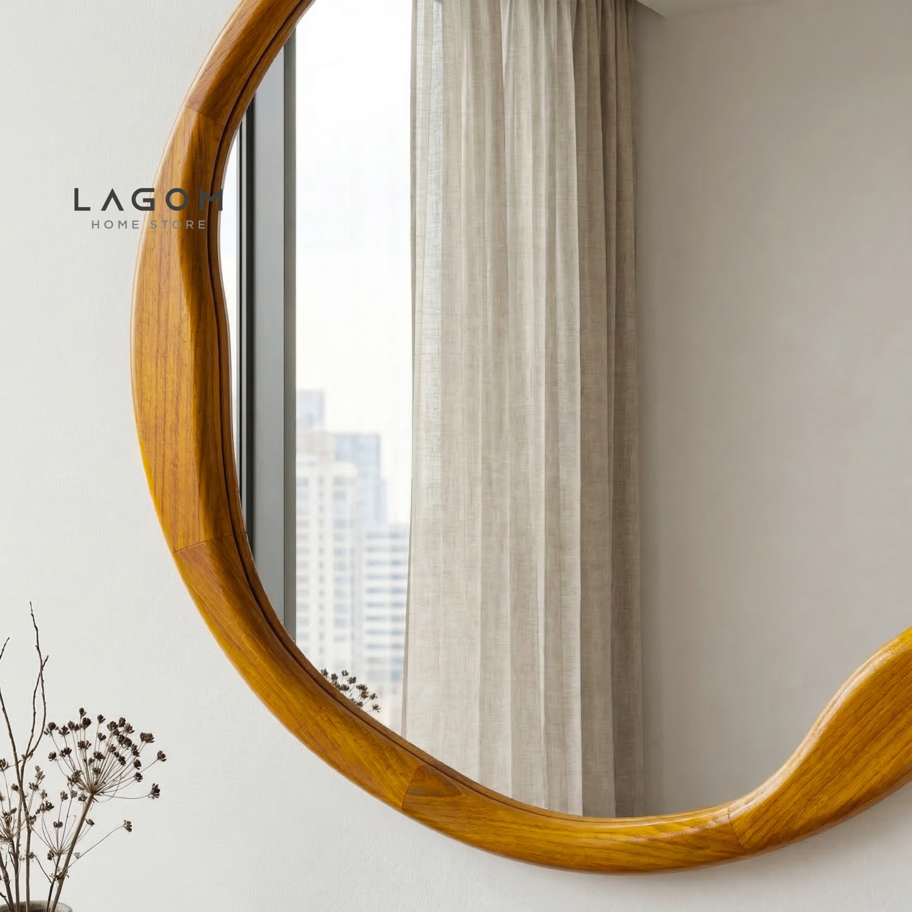 60 cm Round Teak Wall Mirror Mirror Lagom Home Store Jati Furnitur Teak Furniture Jakarta
