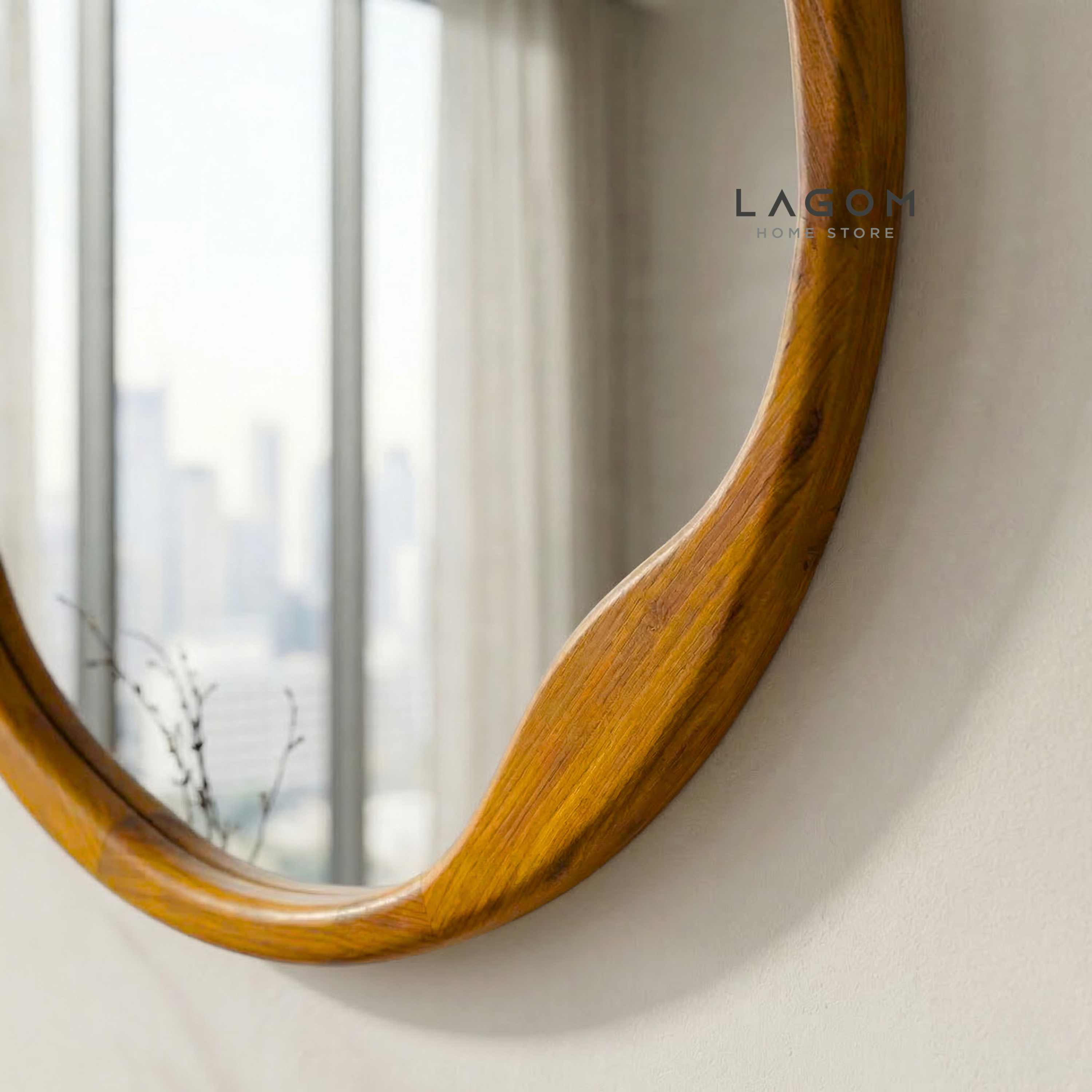 60 cm Round Teak Wall Mirror Mirror Lagom Home Store Jati Furnitur Teak Furniture Jakarta