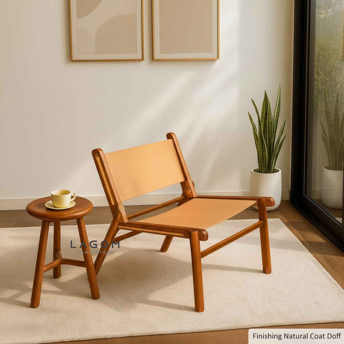 Teak and Leather Lounge Chair