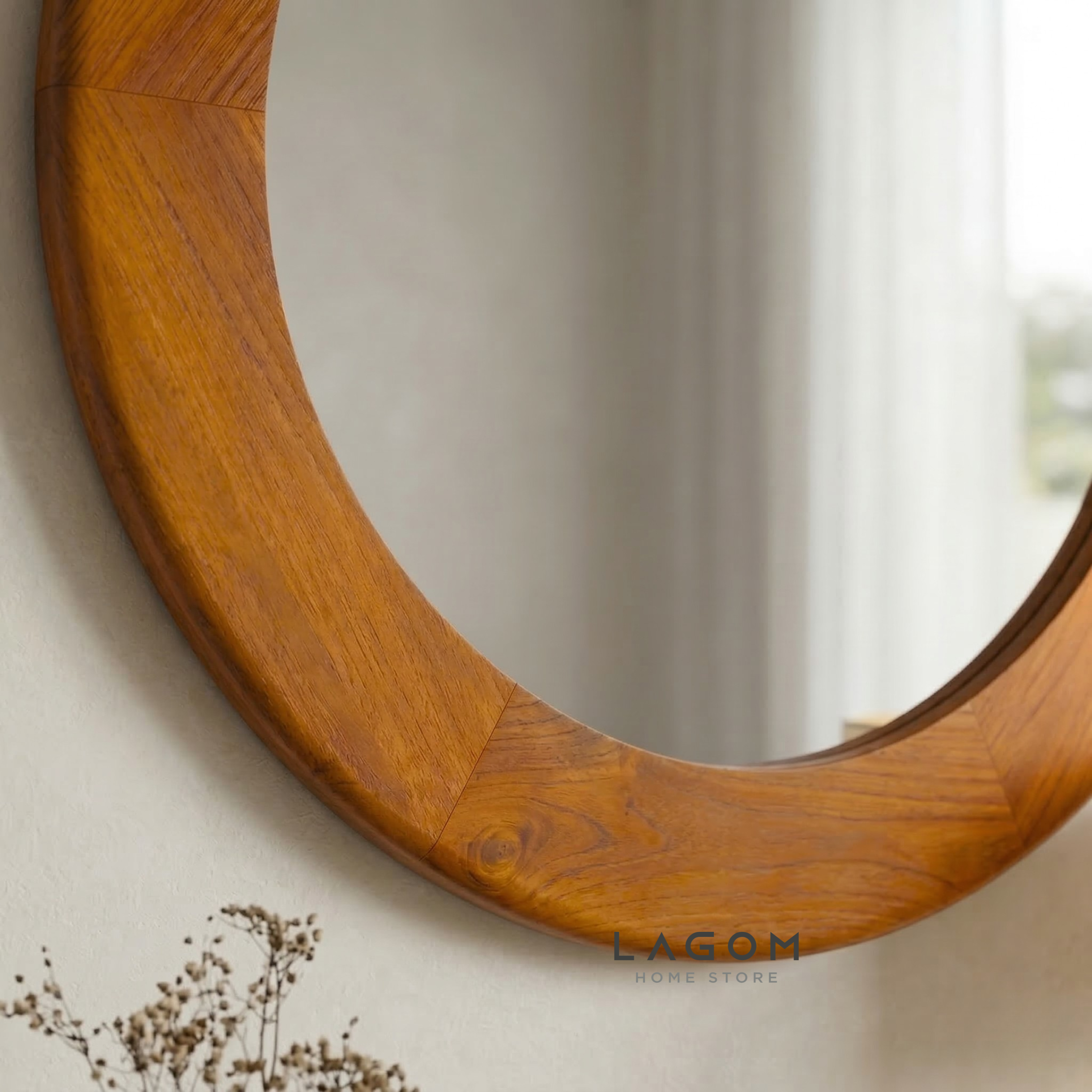 76 cm Round Teak Wall Mirror Mirror Lagom Home Store Jati Furnitur Teak Furniture Jakarta