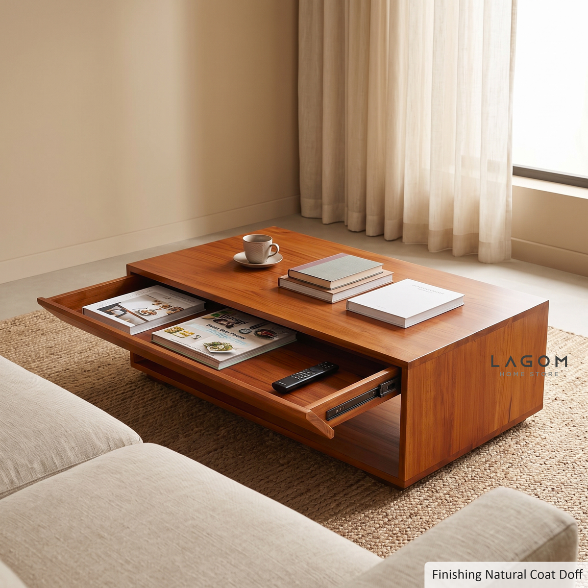 Timeless Teak Coffee Table with Seamless Storage