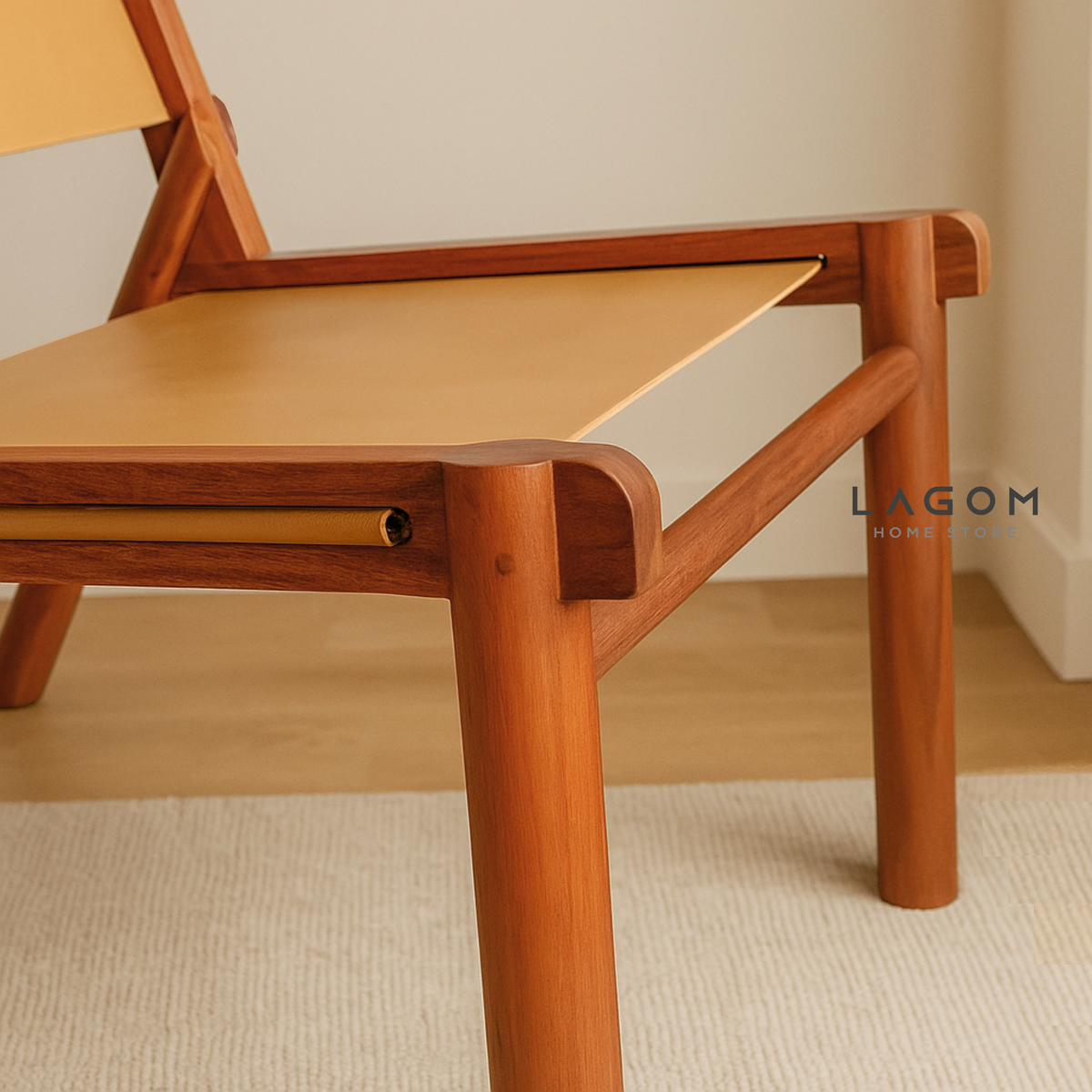Teak and Leather Lounge Chair