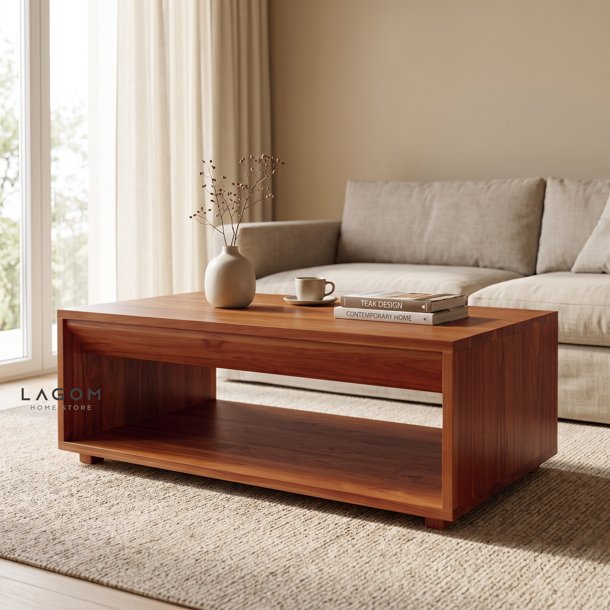 Timeless Teak Coffee Table with Seamless Storage