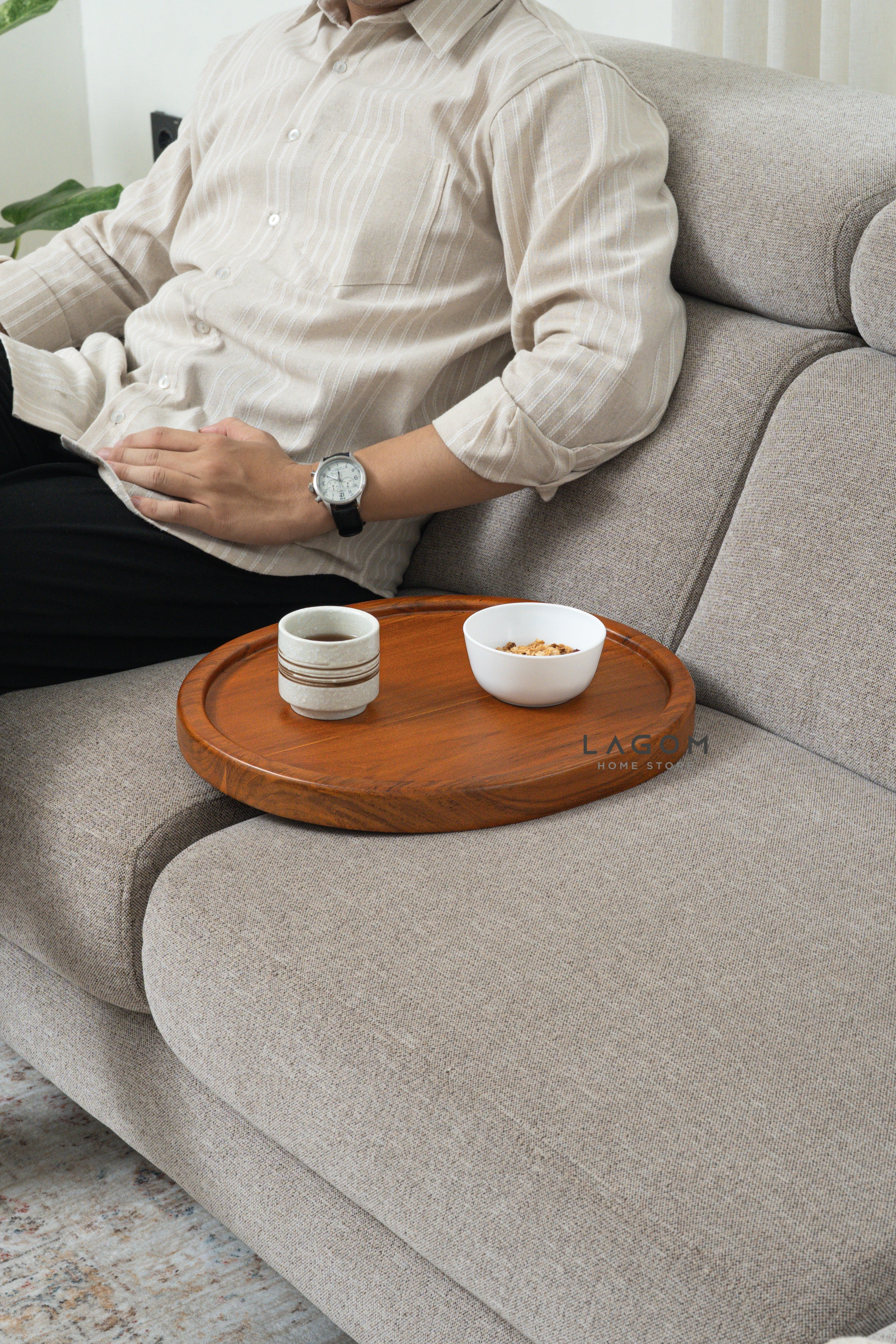 Solid Teak Sofa Tray Table