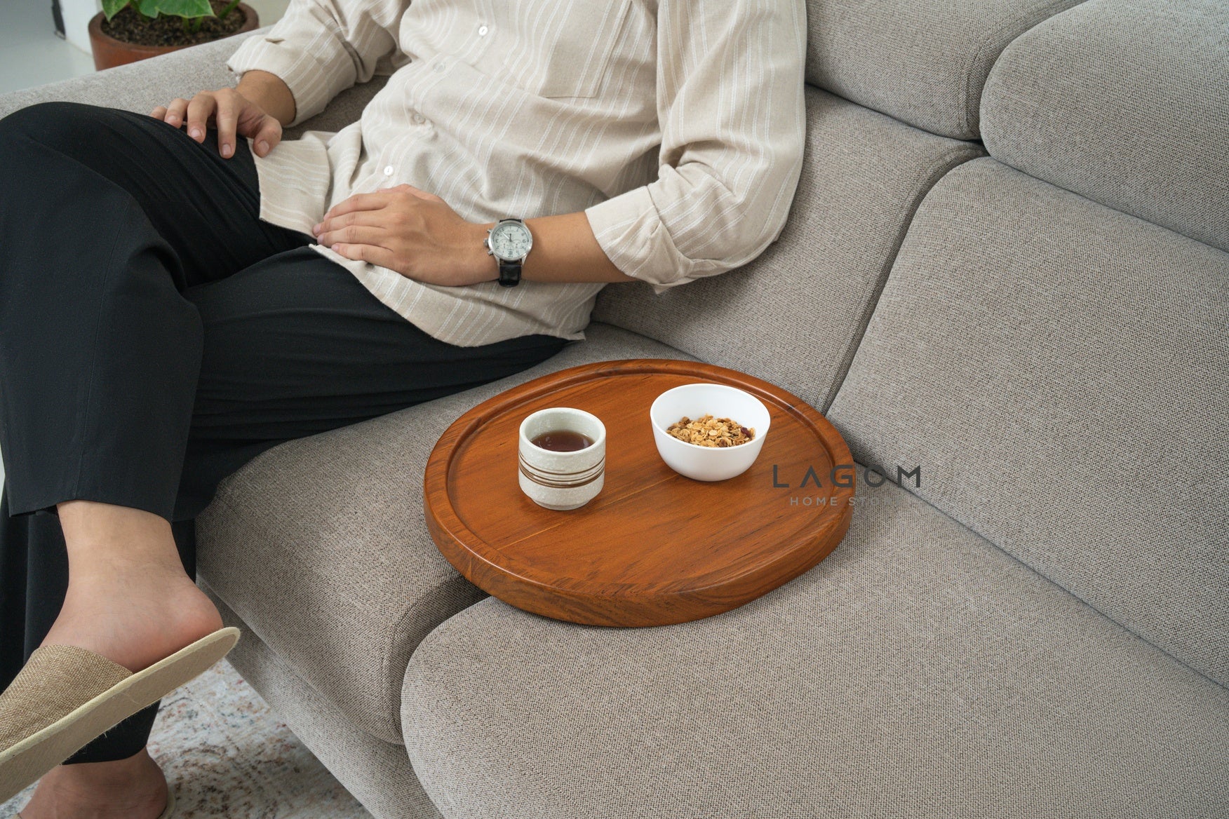 Solid Teak Sofa Tray Table