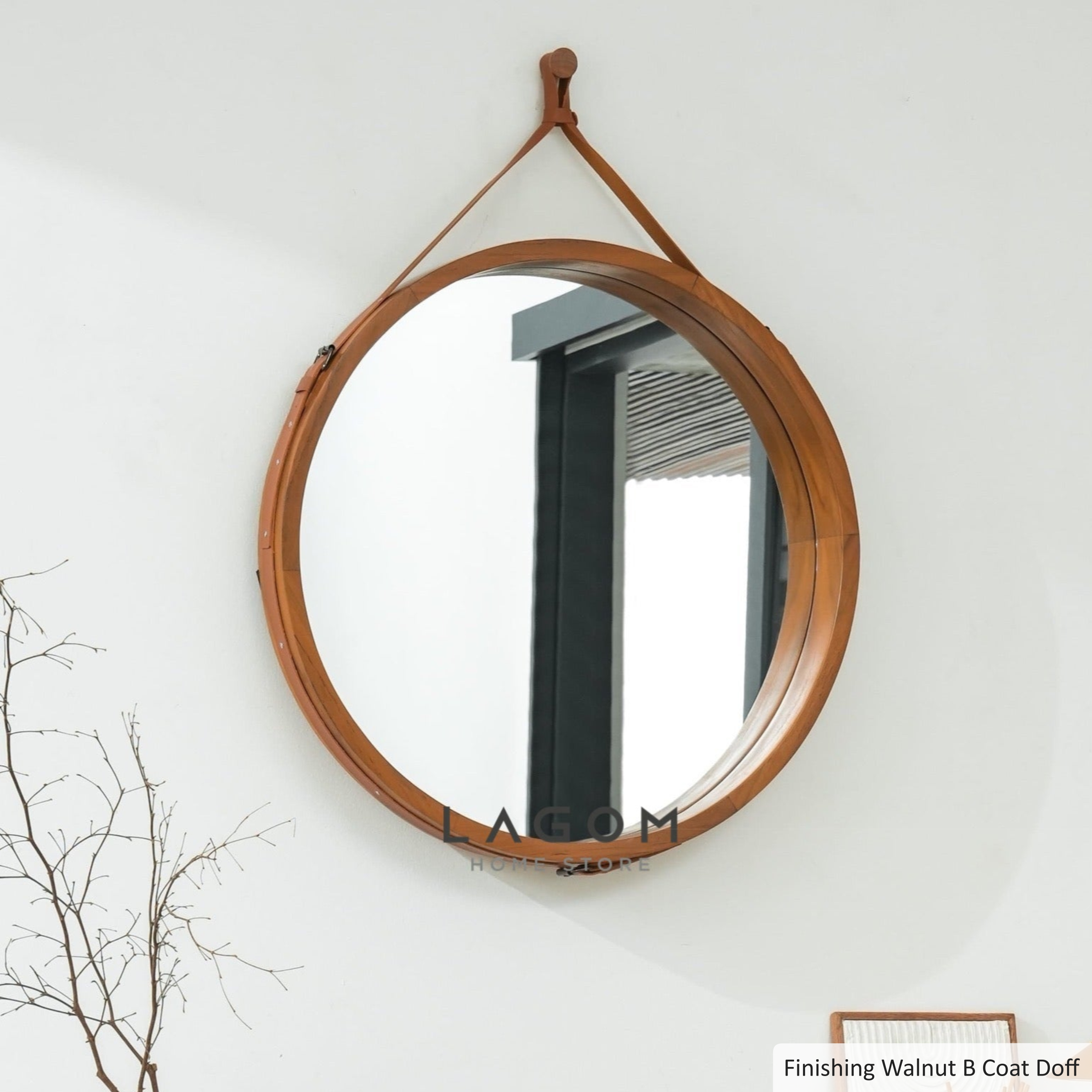 Exclusive Round Teak Hanging Mirror