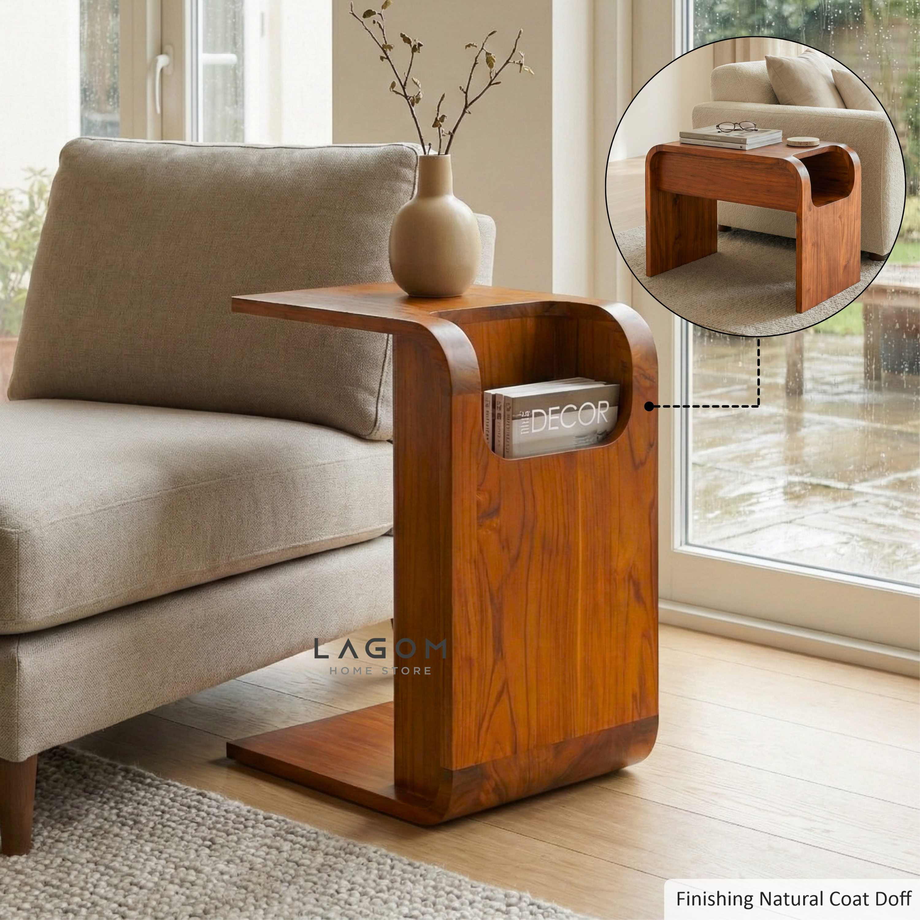 Minimalist Teak Side Table with Open Storage