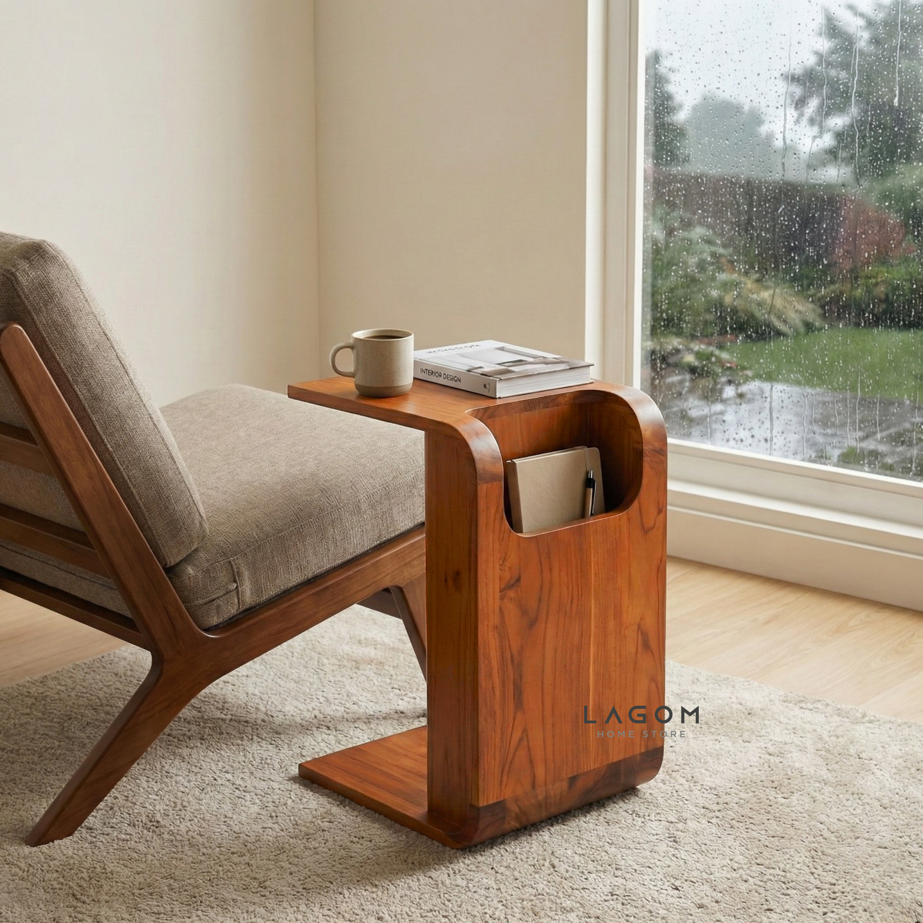Minimalist Teak Side Table with Open Storage
