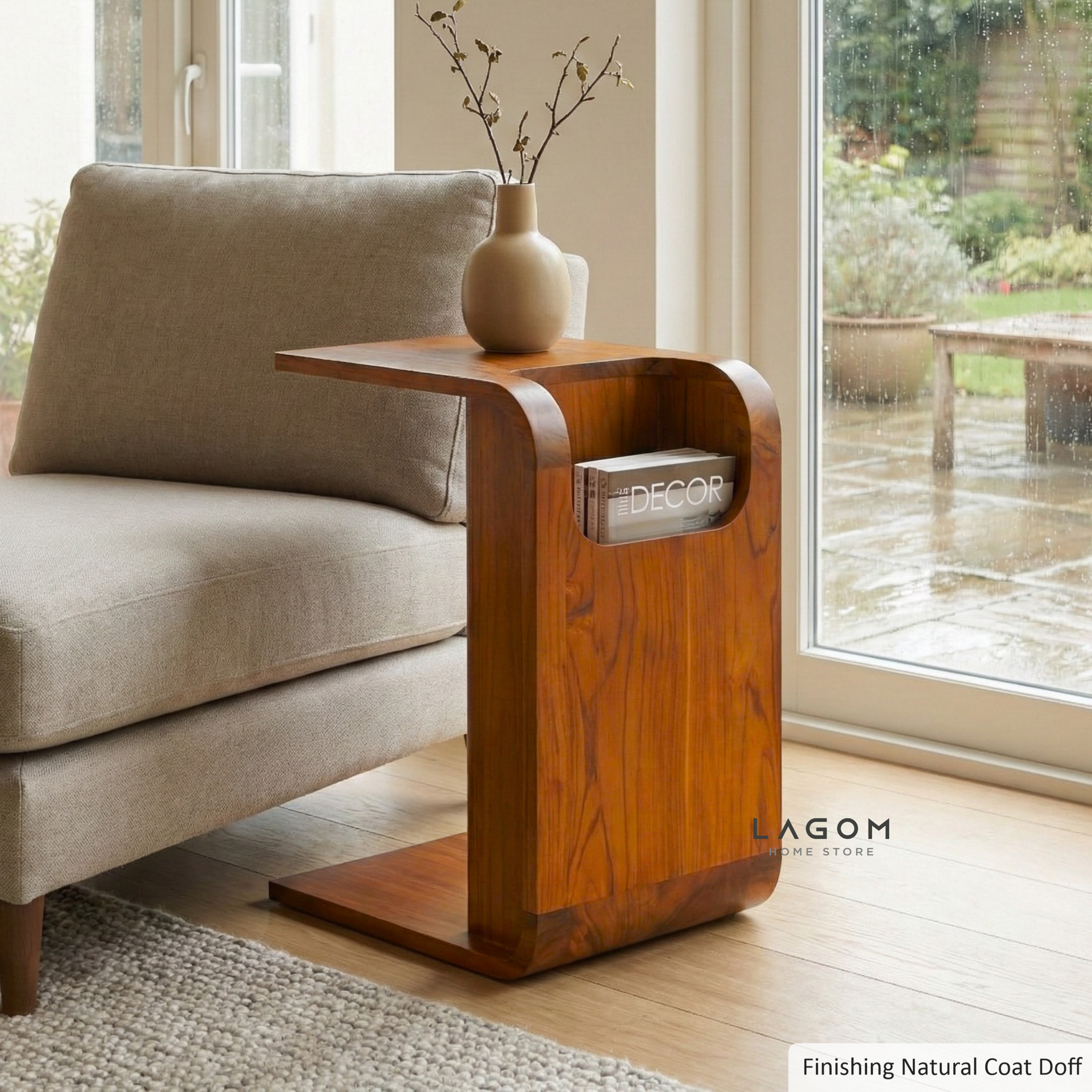 Minimalist Teak Side Table with Open Storage