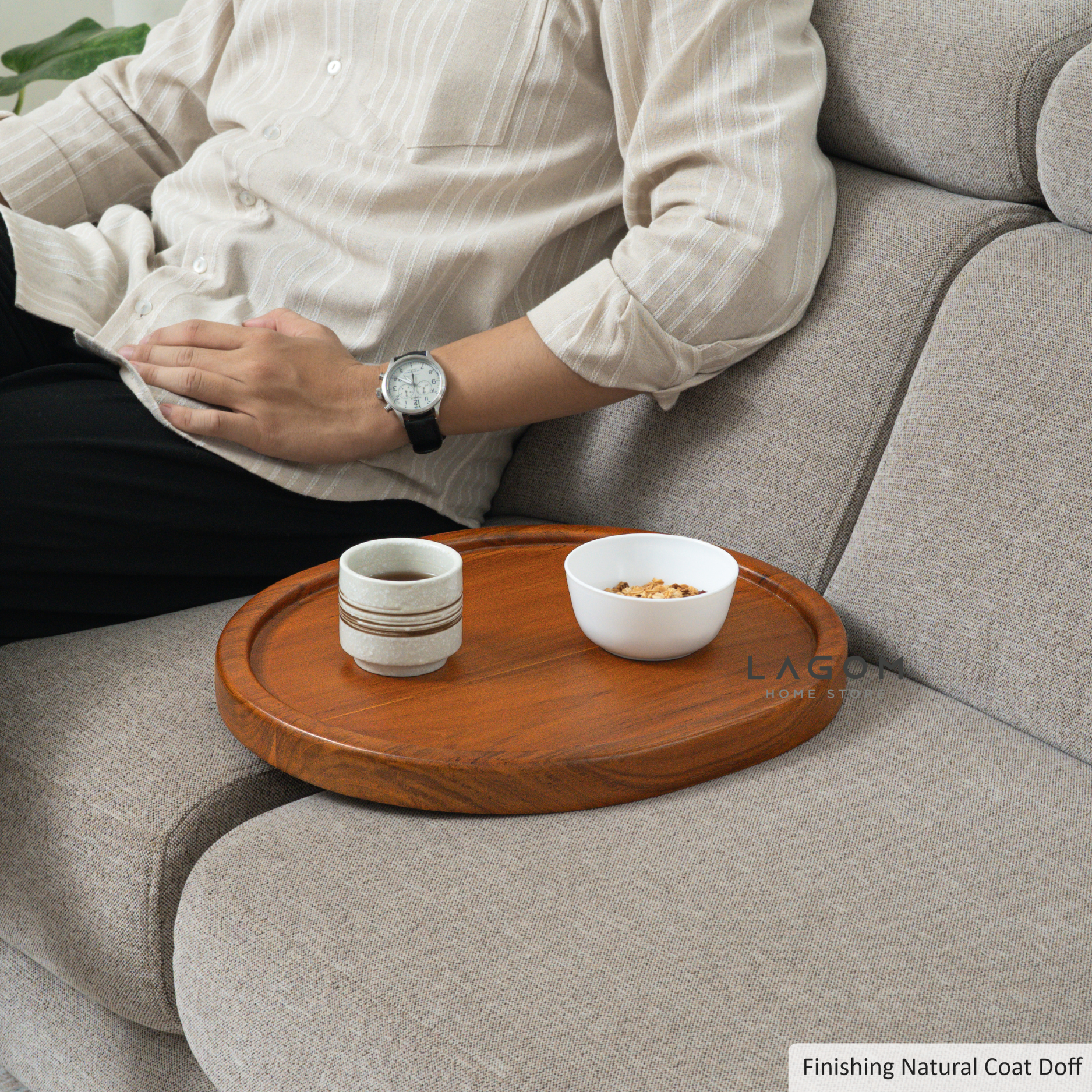 Solid Teak Sofa Tray Table