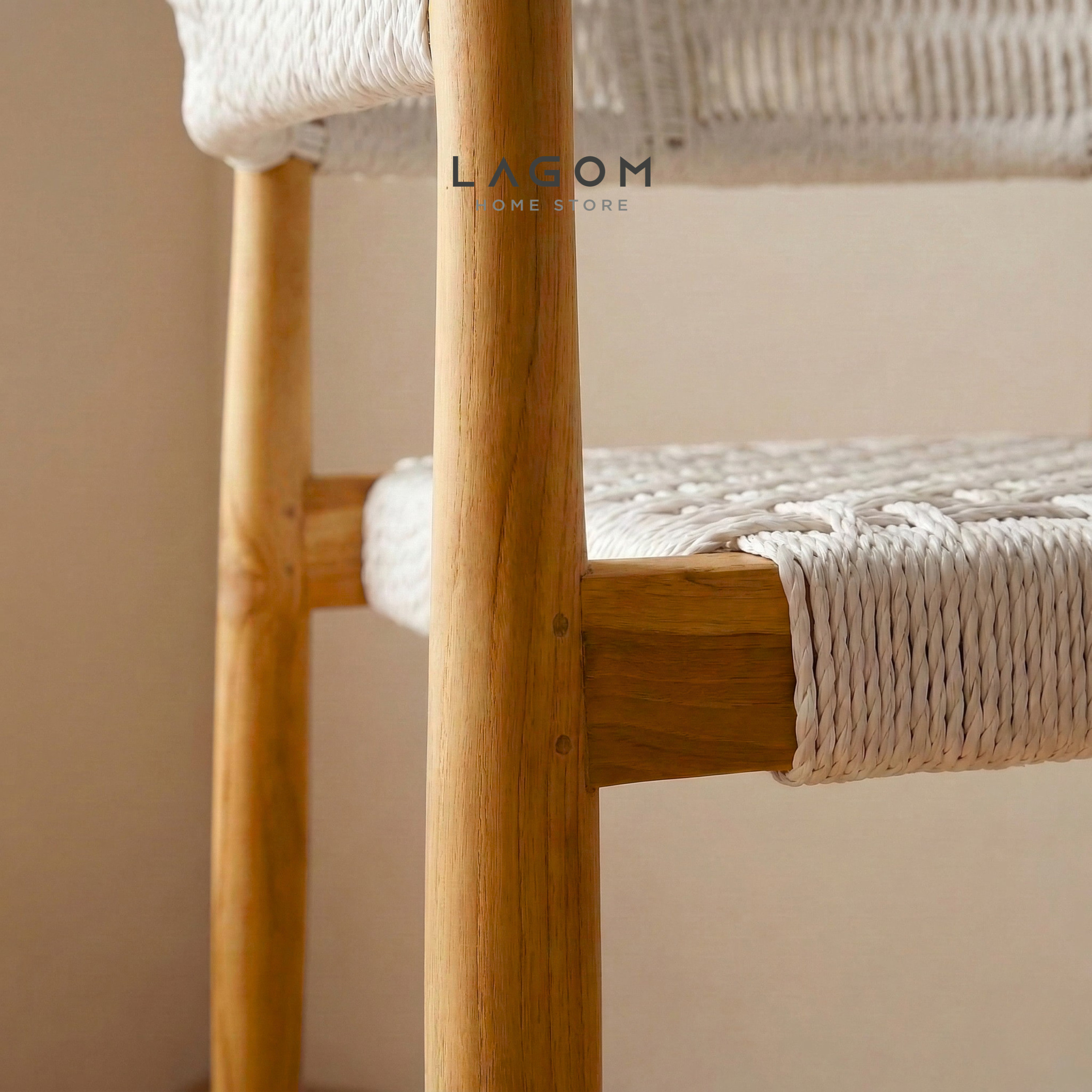 Accent Chair in Teak & Woven Synthetic Cord Chair Lagom Home Store Jati Furnitur Teak Furniture Jakarta