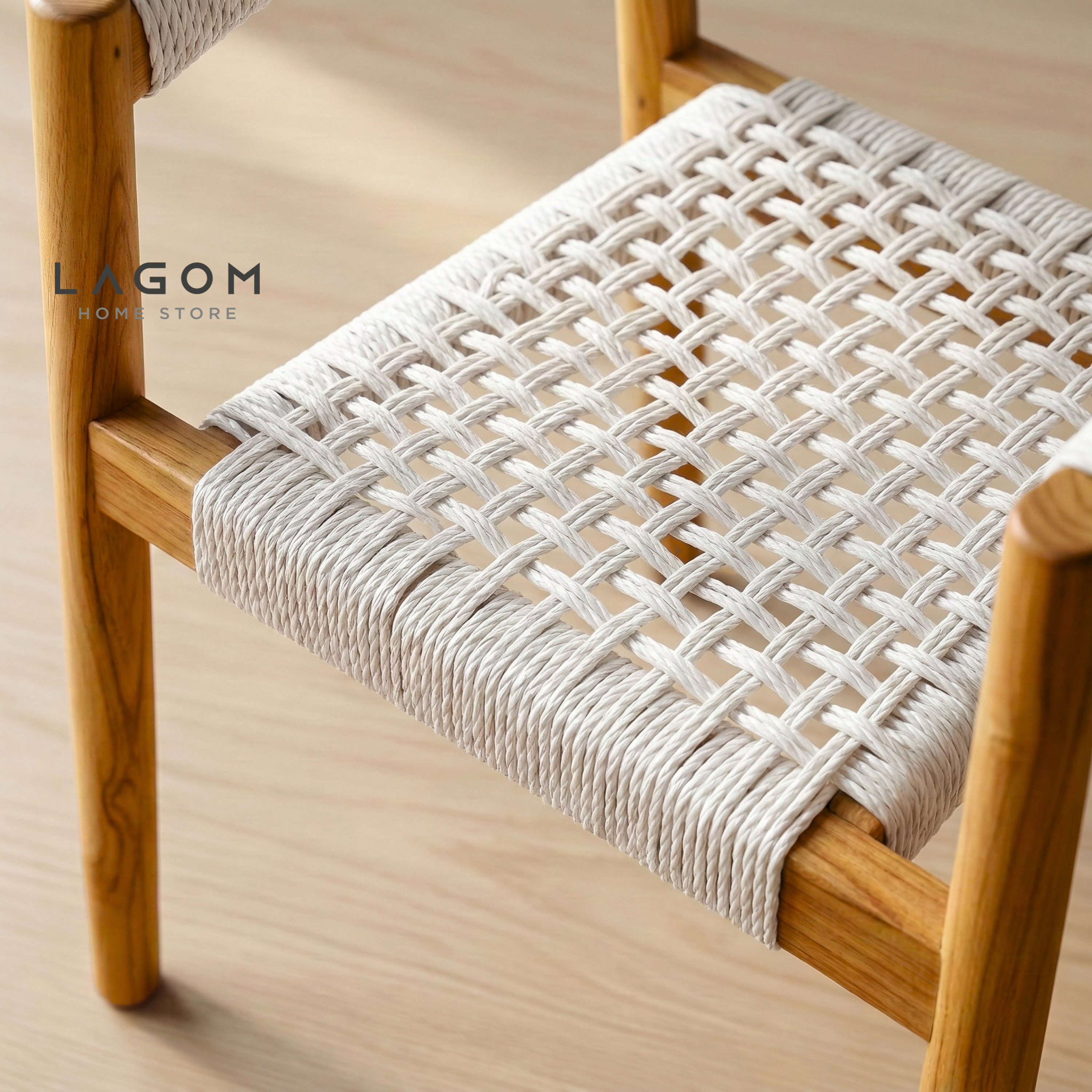 Accent Chair in Teak & Woven Synthetic Cord Chair Lagom Home Store Jati Furnitur Teak Furniture Jakarta