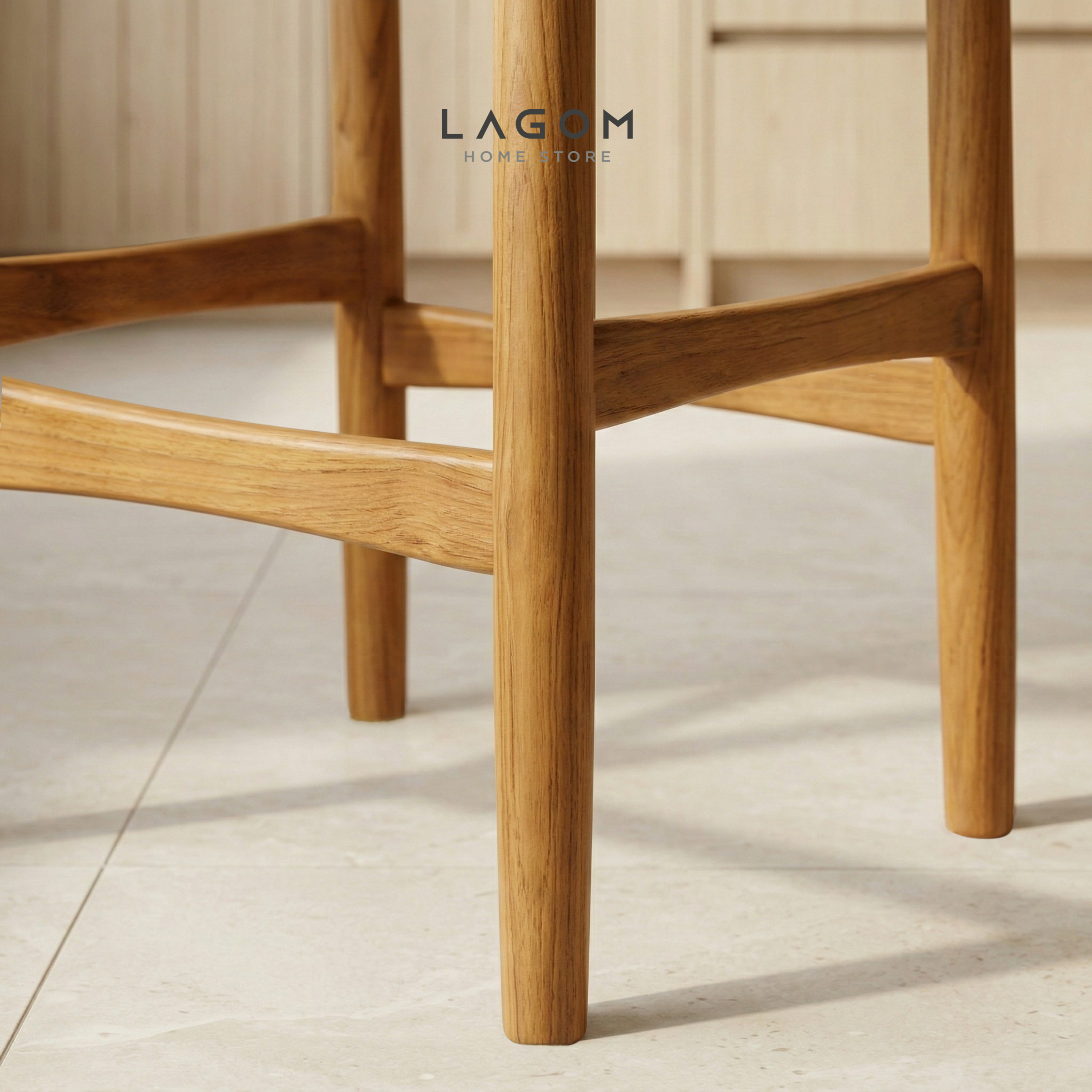 Artisan Bar Stool in Solid Teak & Handwoven Paper Loom Bar Stool Lagom Home Store Jati Furnitur Teak Furniture Jakarta