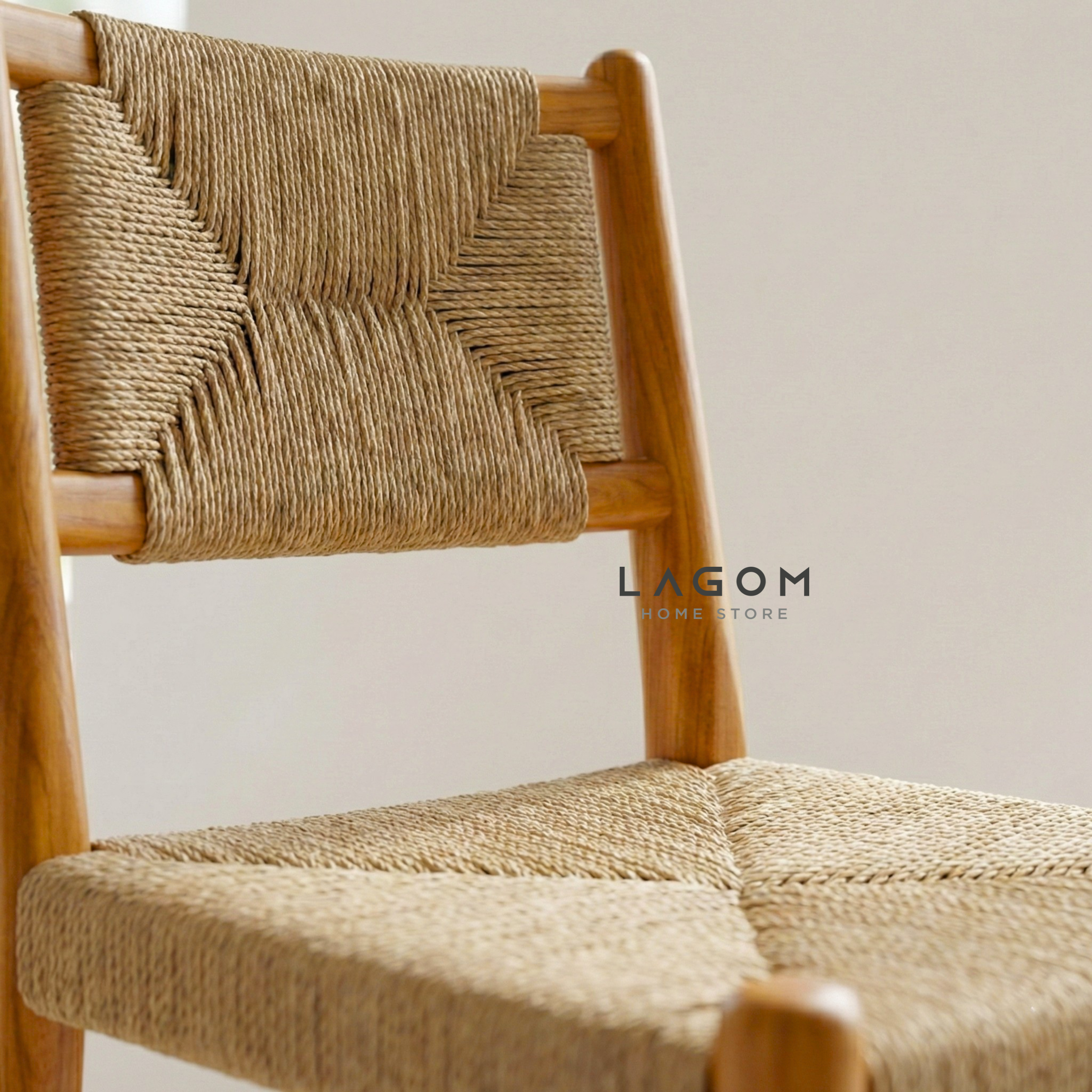 Artisan Bar Stool in Solid Teak & Handwoven Paper Loom Bar Stool Lagom Home Store Jati Furnitur Teak Furniture Jakarta