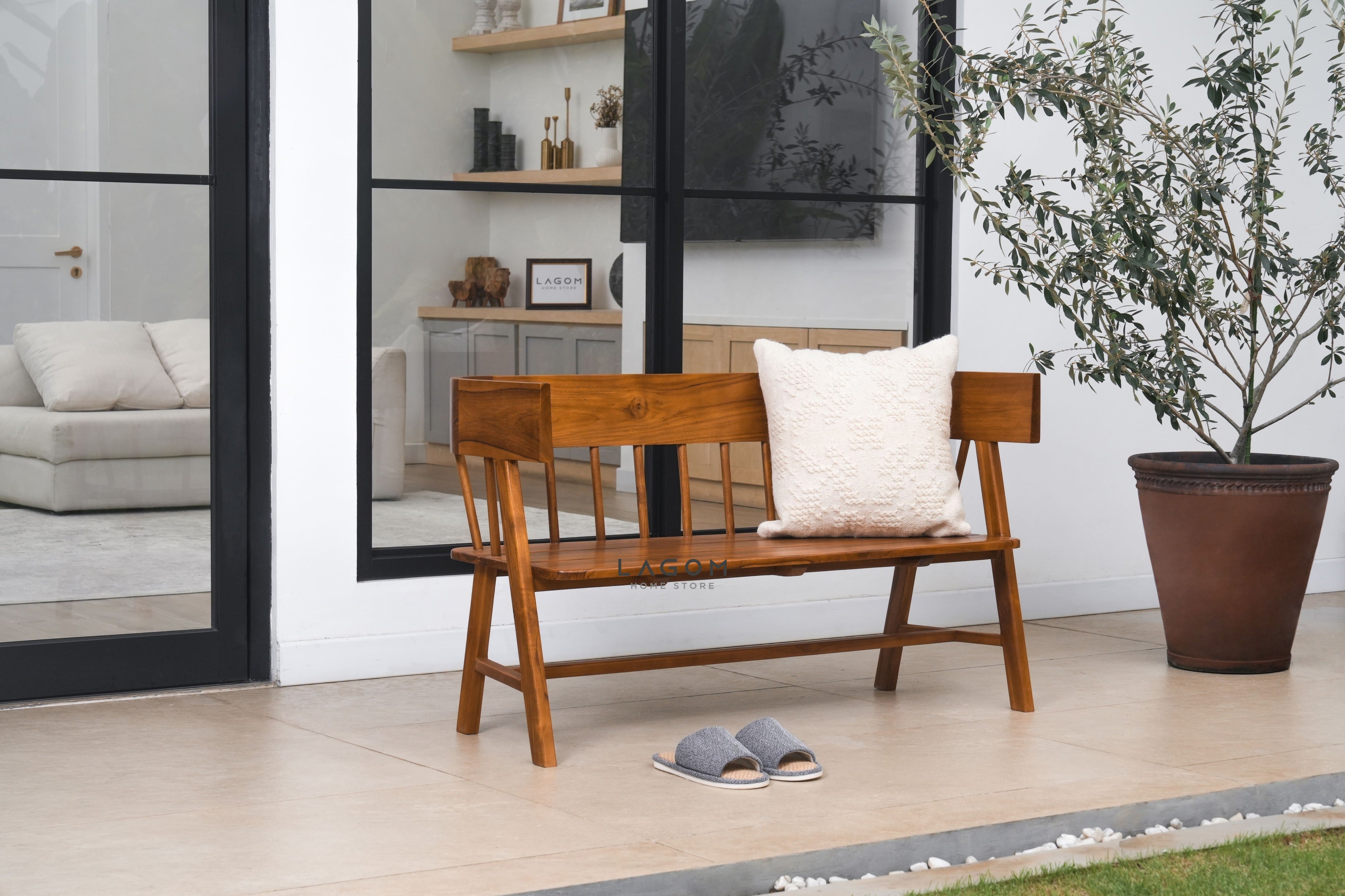 Bangku Taman Unik dari Kayu Jati Solid Bench Seat Lagom Home Store Jati Furnitur Teak Furniture Jakarta