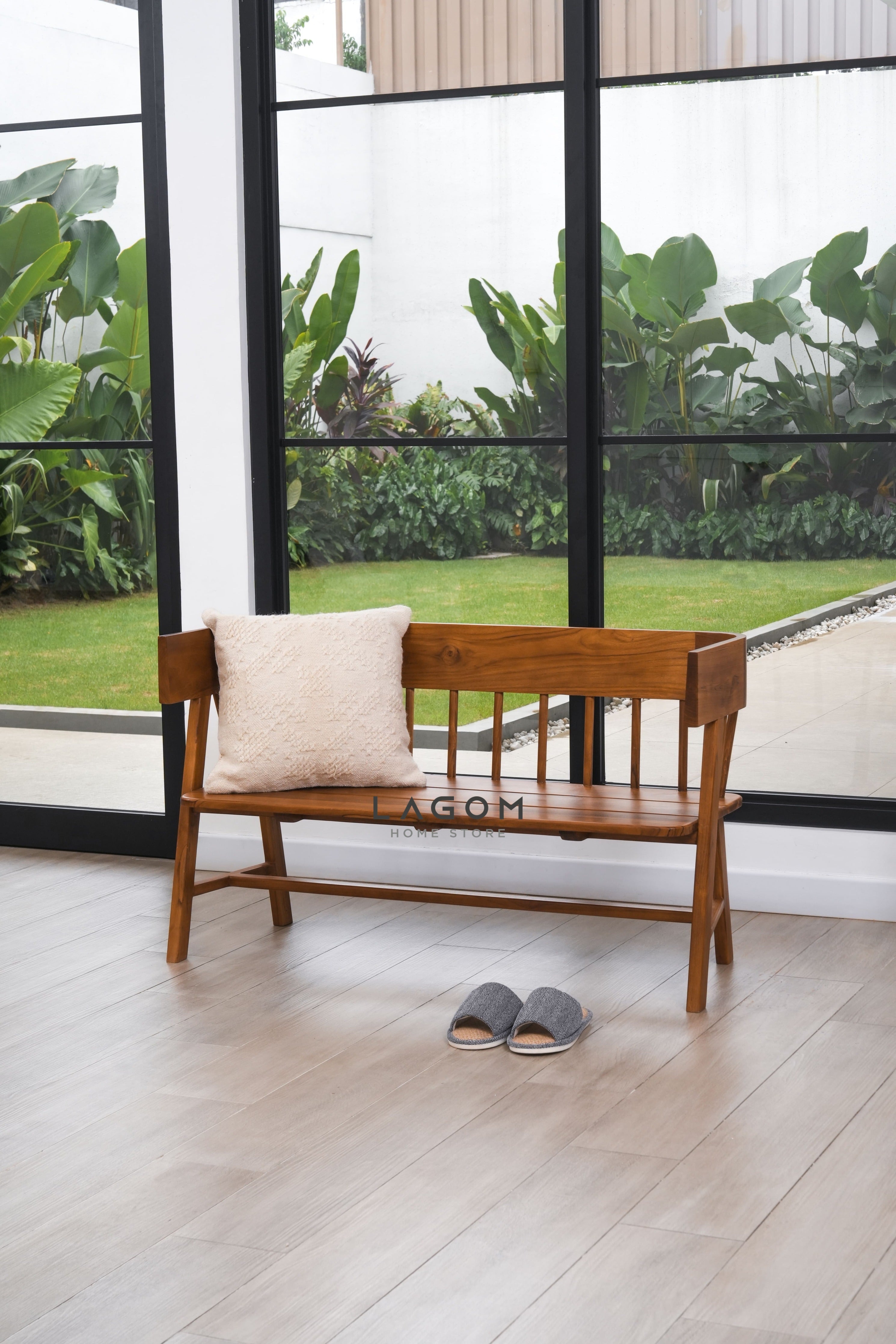 Bangku Taman Unik dari Kayu Jati Solid Bench Seat Lagom Home Store Jati Furnitur Teak Furniture Jakarta