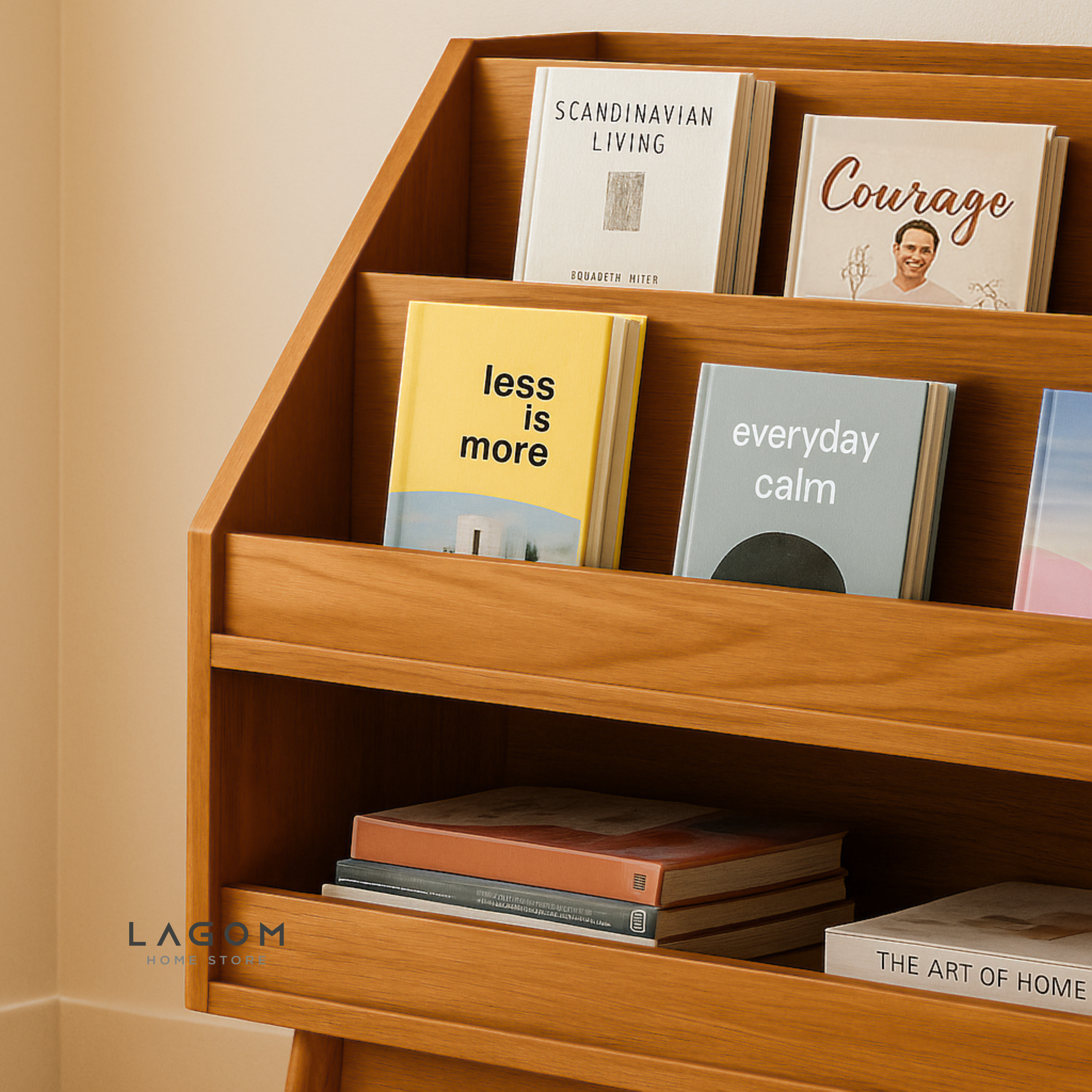 Book Display Shelf in Solid Teak Wood Bookshelf Lagom Home Store Jati Furnitur Teak Furniture Jakarta