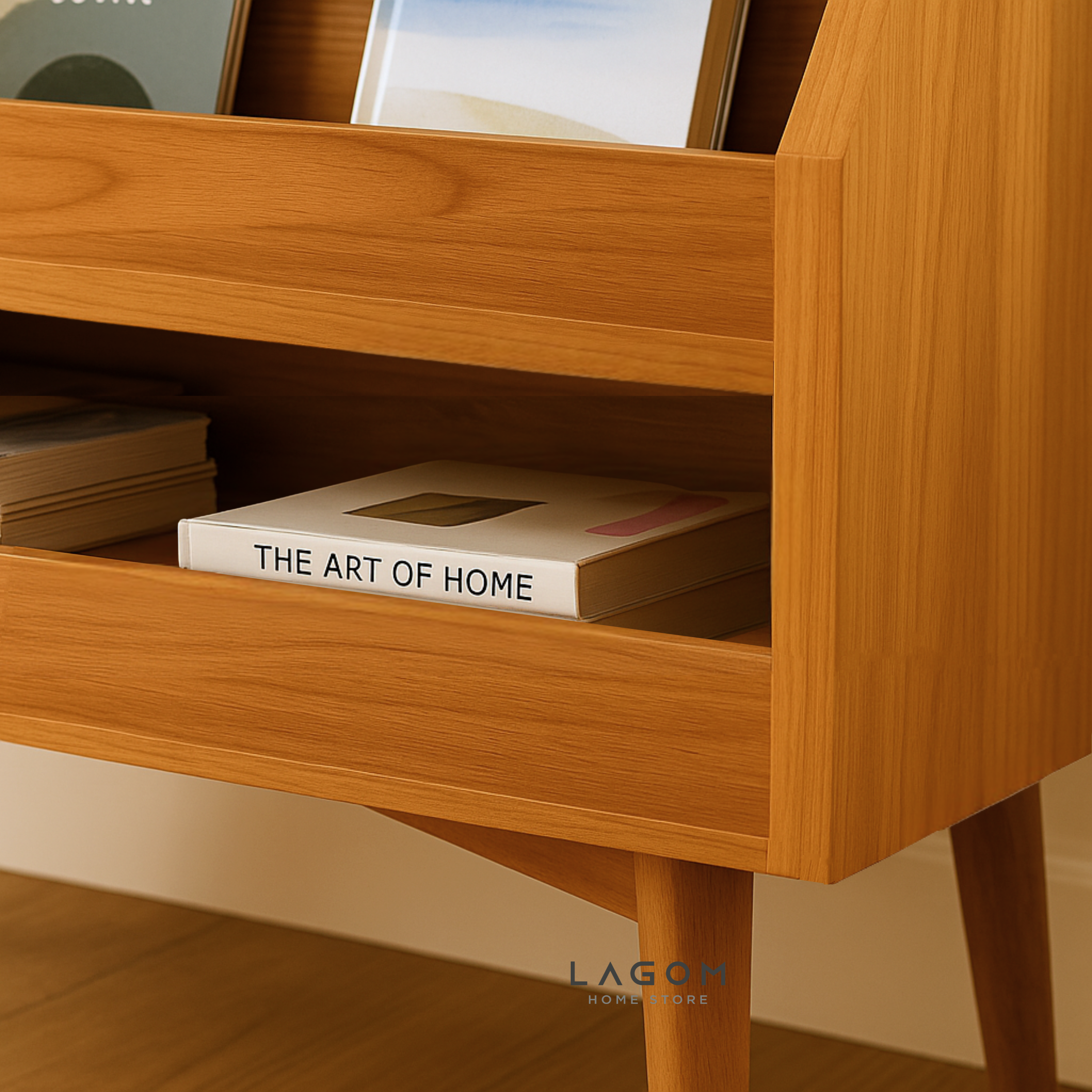 Book Display Shelf in Solid Teak Wood Bookshelf Lagom Home Store Jati Furnitur Teak Furniture Jakarta