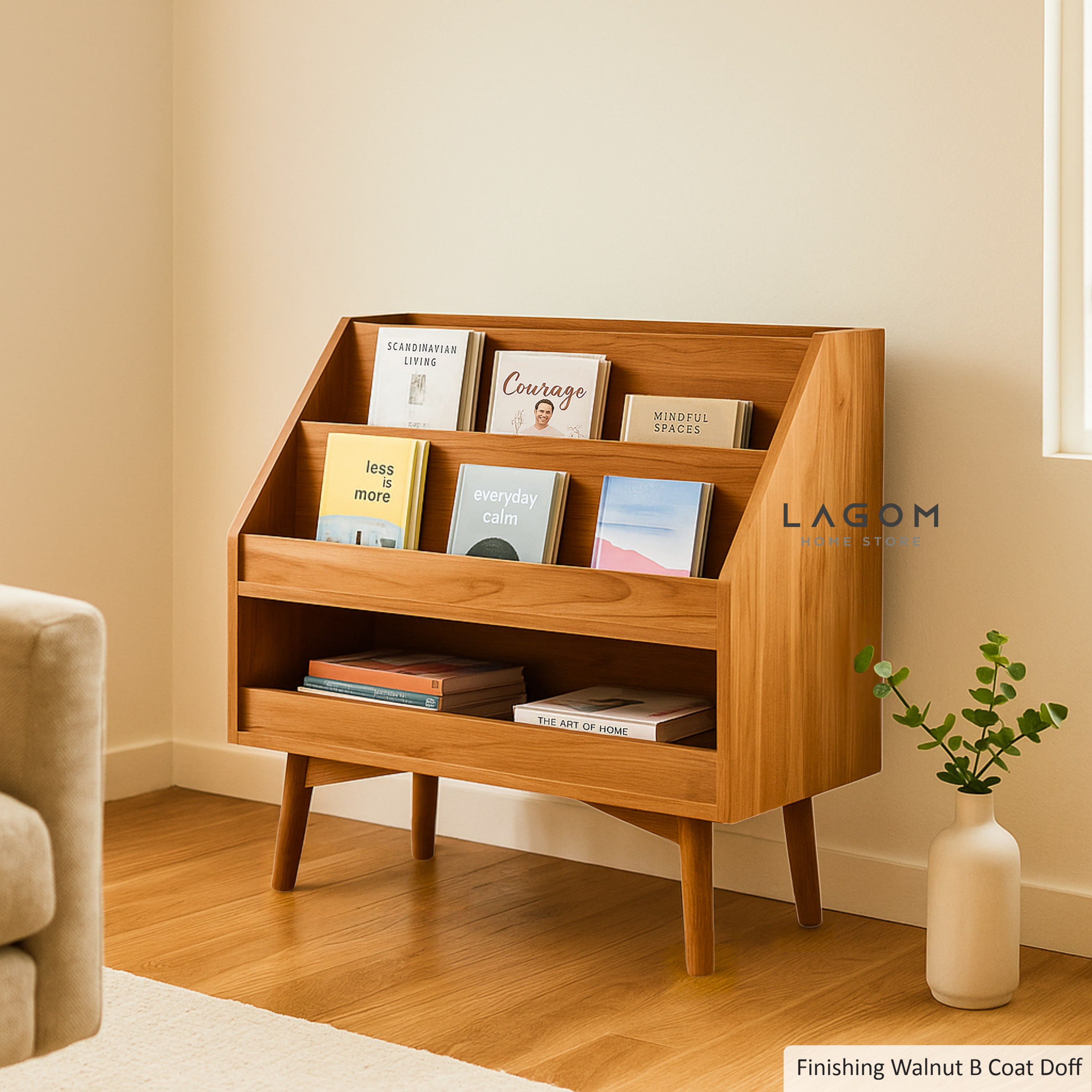 Book Display Shelf in Solid Teak Wood Bookshelf Lagom Home Store Jati Furnitur Teak Furniture Jakarta