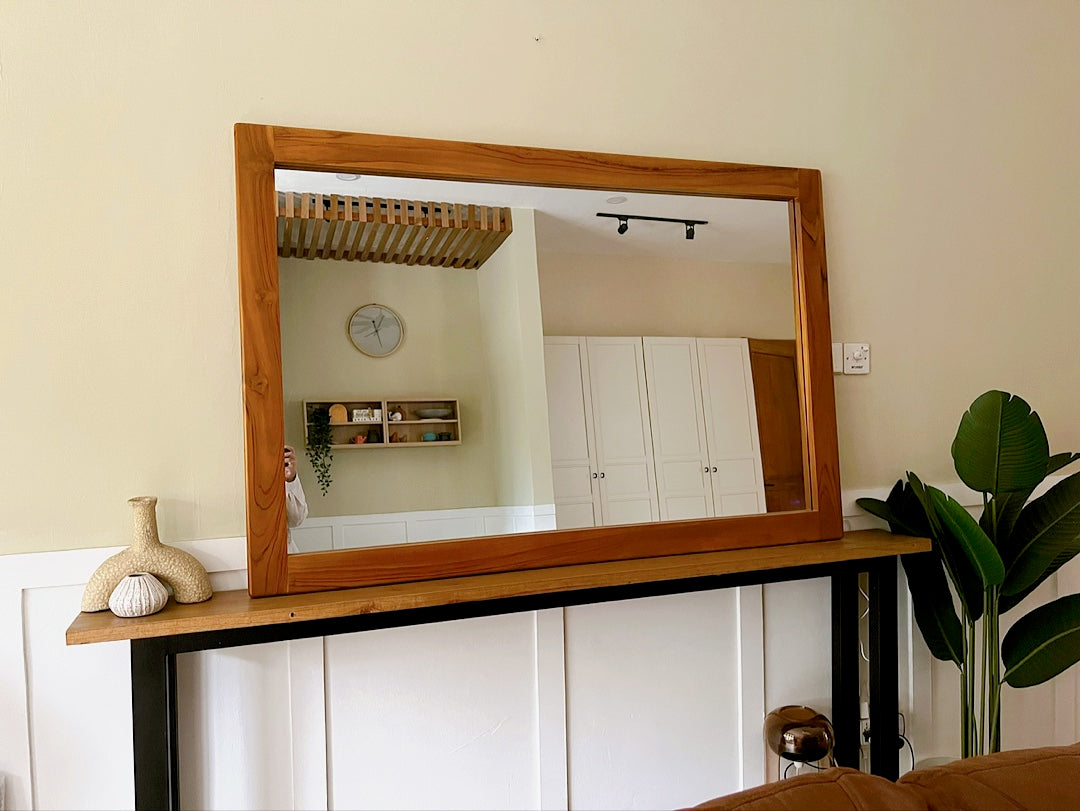 Cermin Besar dengan Bingkai Kayu Jati - Tinggi 100 cm Mirror Lagom Home Store Jati Furnitur Teak Furniture Jakarta