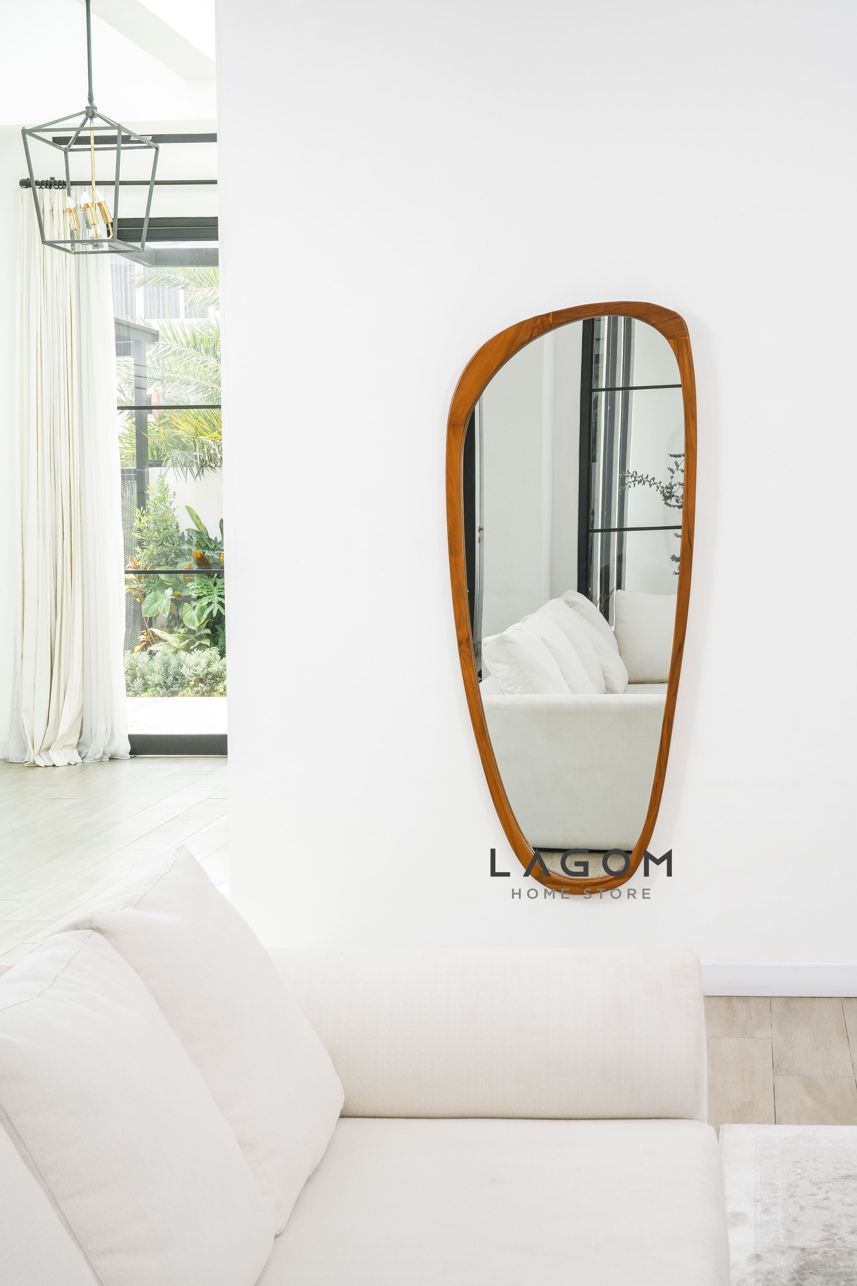 Cermin Dekoratif Frame Kayu Jati Solid - Tinggi 167 cm Mirror Lagom Home Store Jati Furnitur Teak Furniture Jakarta