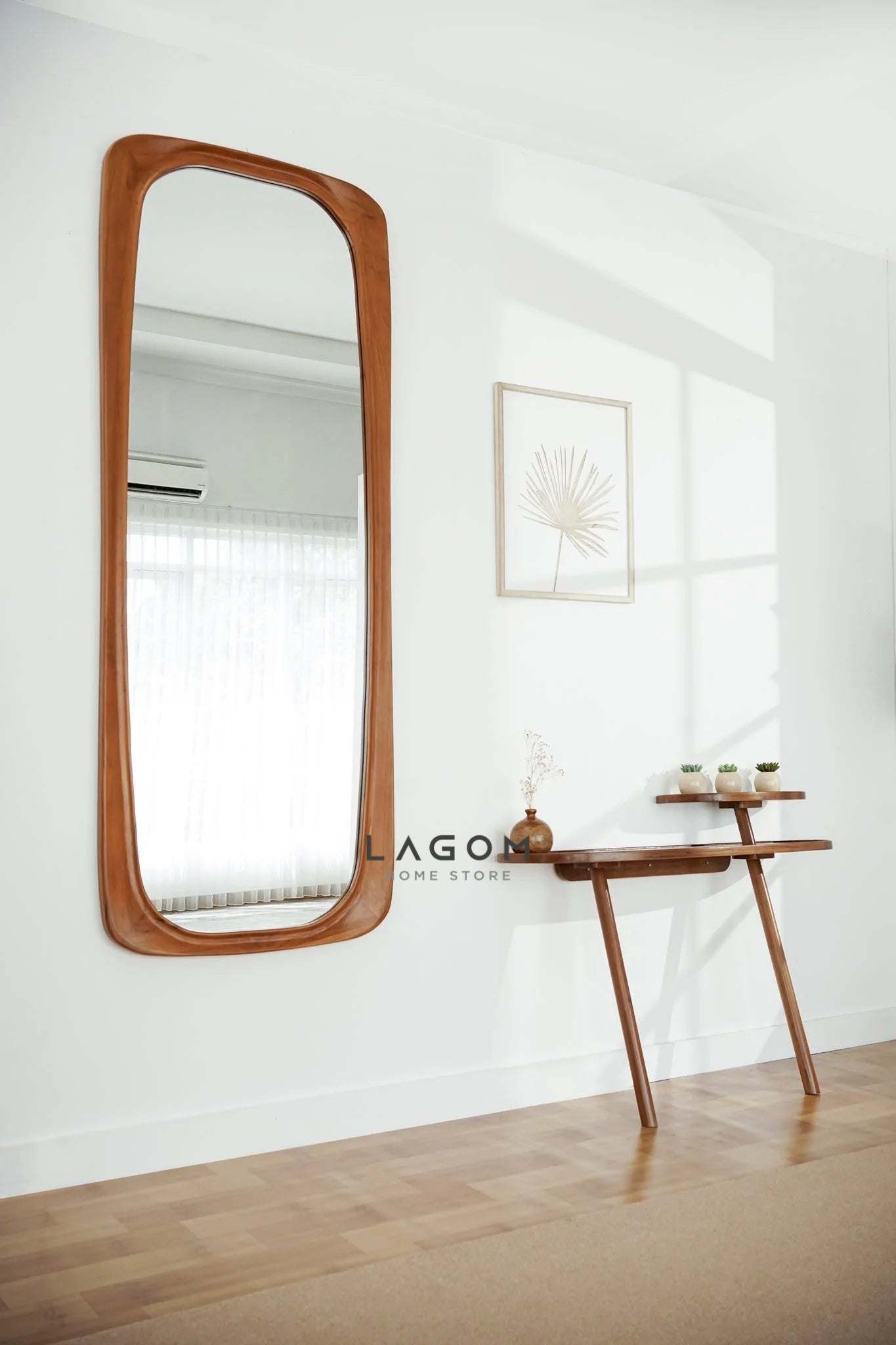 Cermin Dinding Kayu Jati Bentuk Estetik - Tinggi 180 cm Mirror Lagom Home Store Jati Furnitur Teak Furniture Jakarta