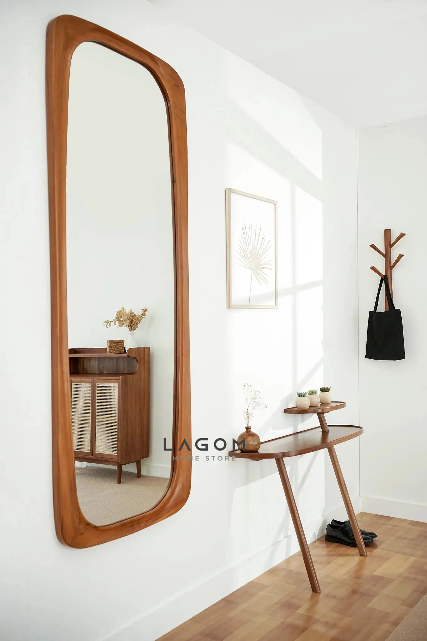 Cermin Dinding Kayu Jati Bentuk Estetik - Tinggi 180 cm Mirror Lagom Home Store Jati Furnitur Teak Furniture Jakarta