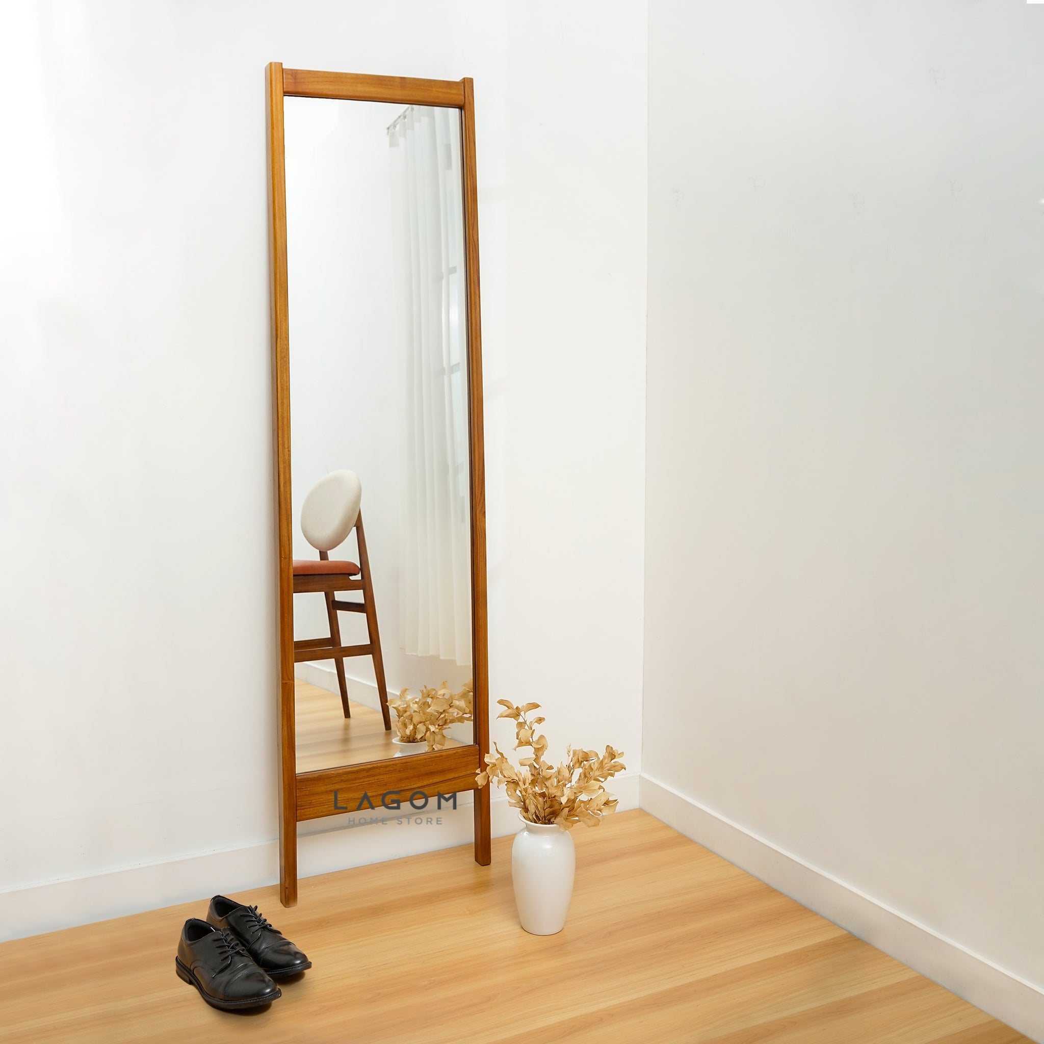 Cermin Kayu Jati Full Body Freestanding - Tinggi 183 cm Mirror Lagom Home Store Jati Furnitur Teak Furniture Jakarta