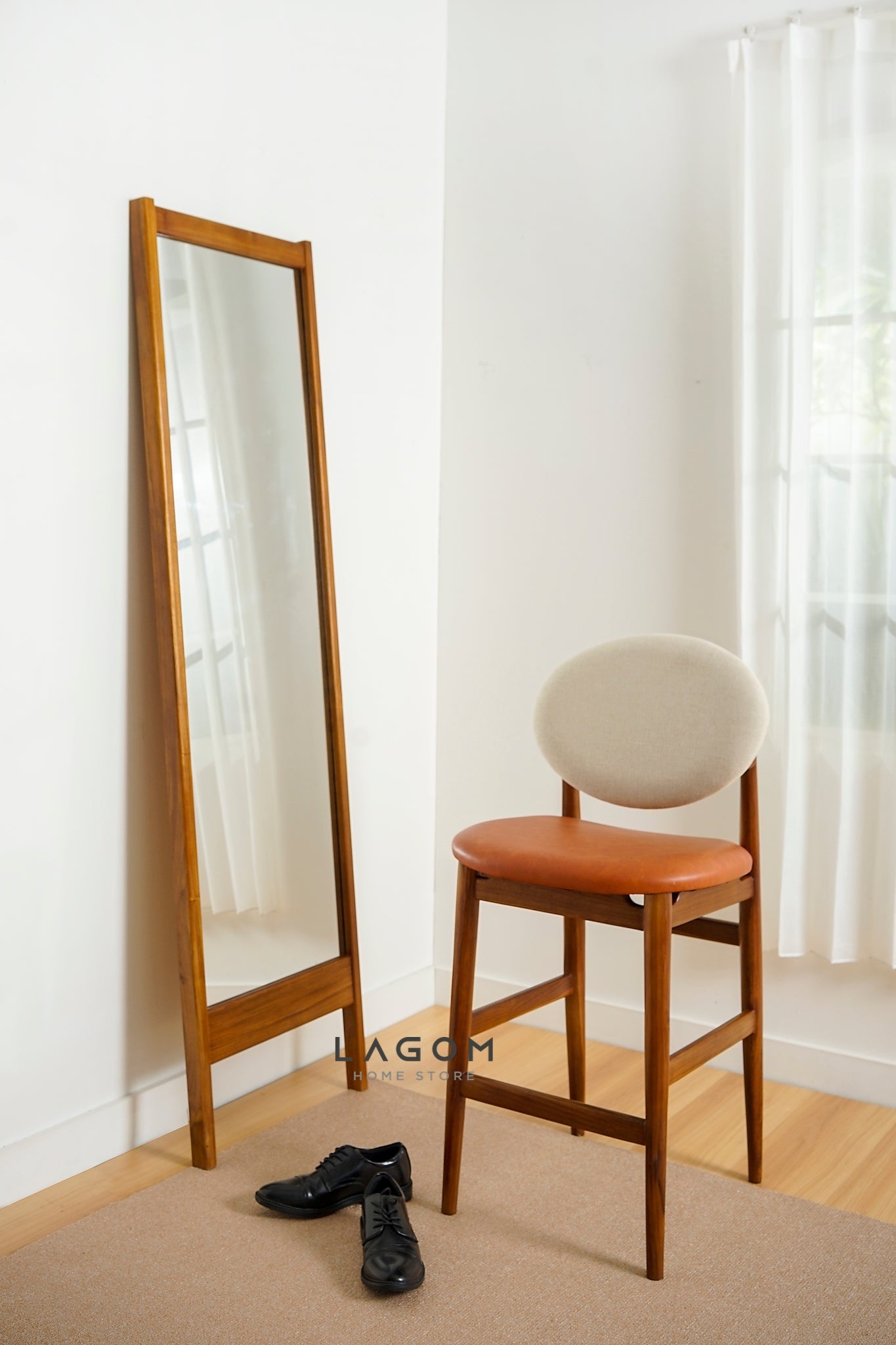 Cermin Kayu Jati Full Body Freestanding - Tinggi 183 cm Mirror Lagom Home Store Jati Furnitur Teak Furniture Jakarta